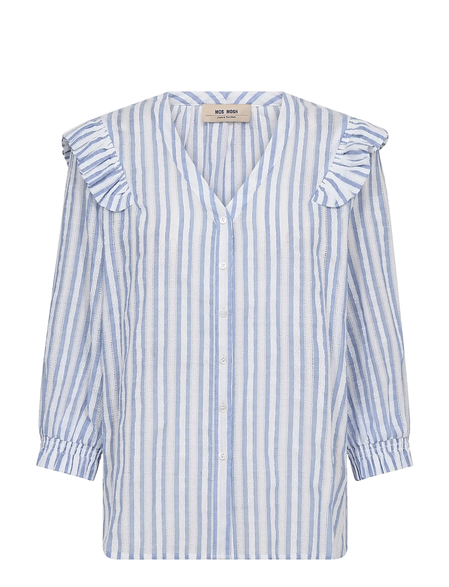 MOS MOSH - MMDebby Stripe Shirt - kurzärmlige hemden - brunnera blue - 1
