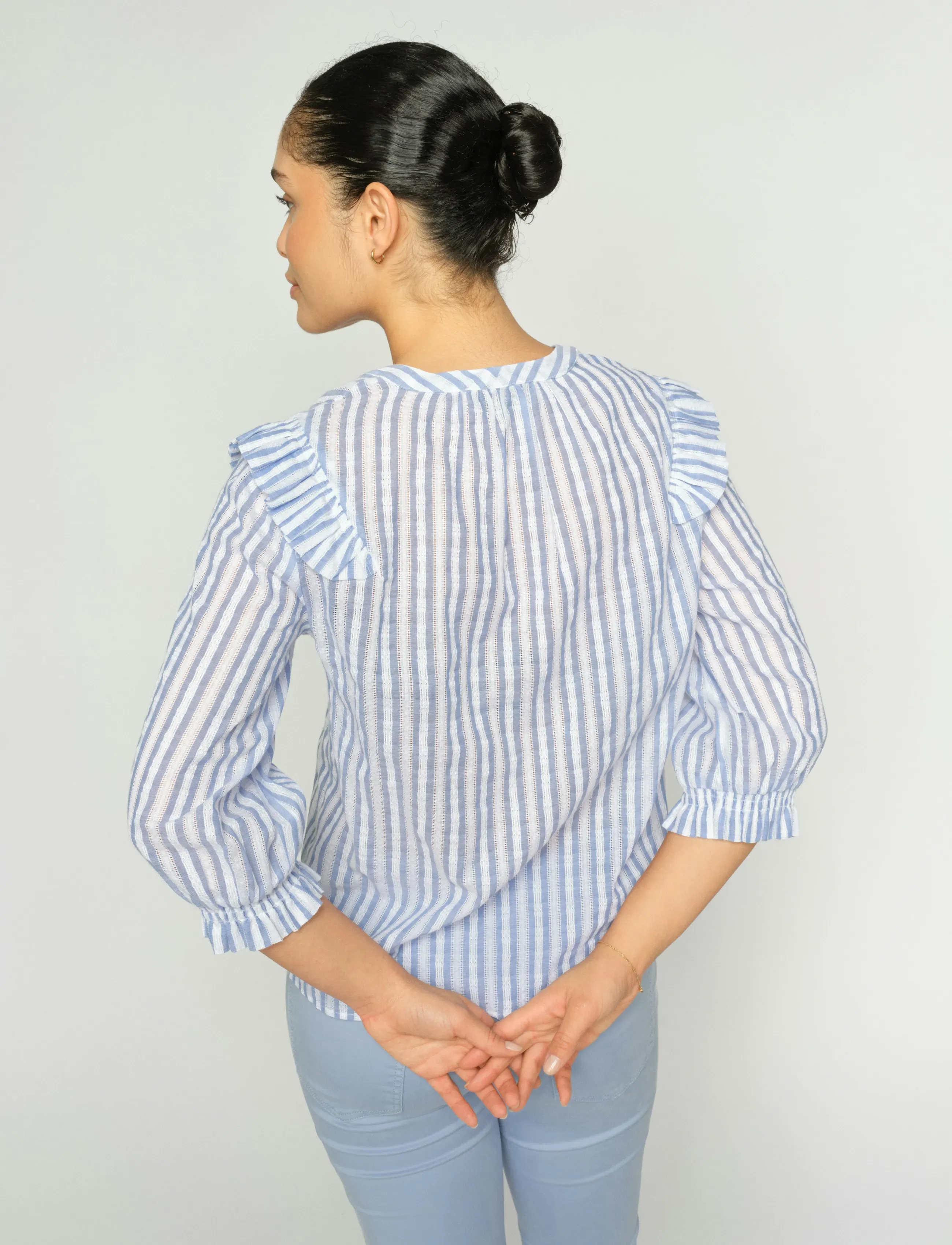 MOS MOSH - MMDebby Stripe Shirt - short-sleeved shirts - brunnera blue - 3