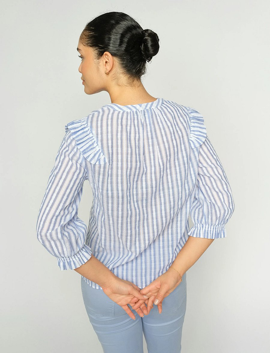 MOS MOSH - MMDebby Stripe Shirt - kurzärmlige hemden - brunnera blue - 3