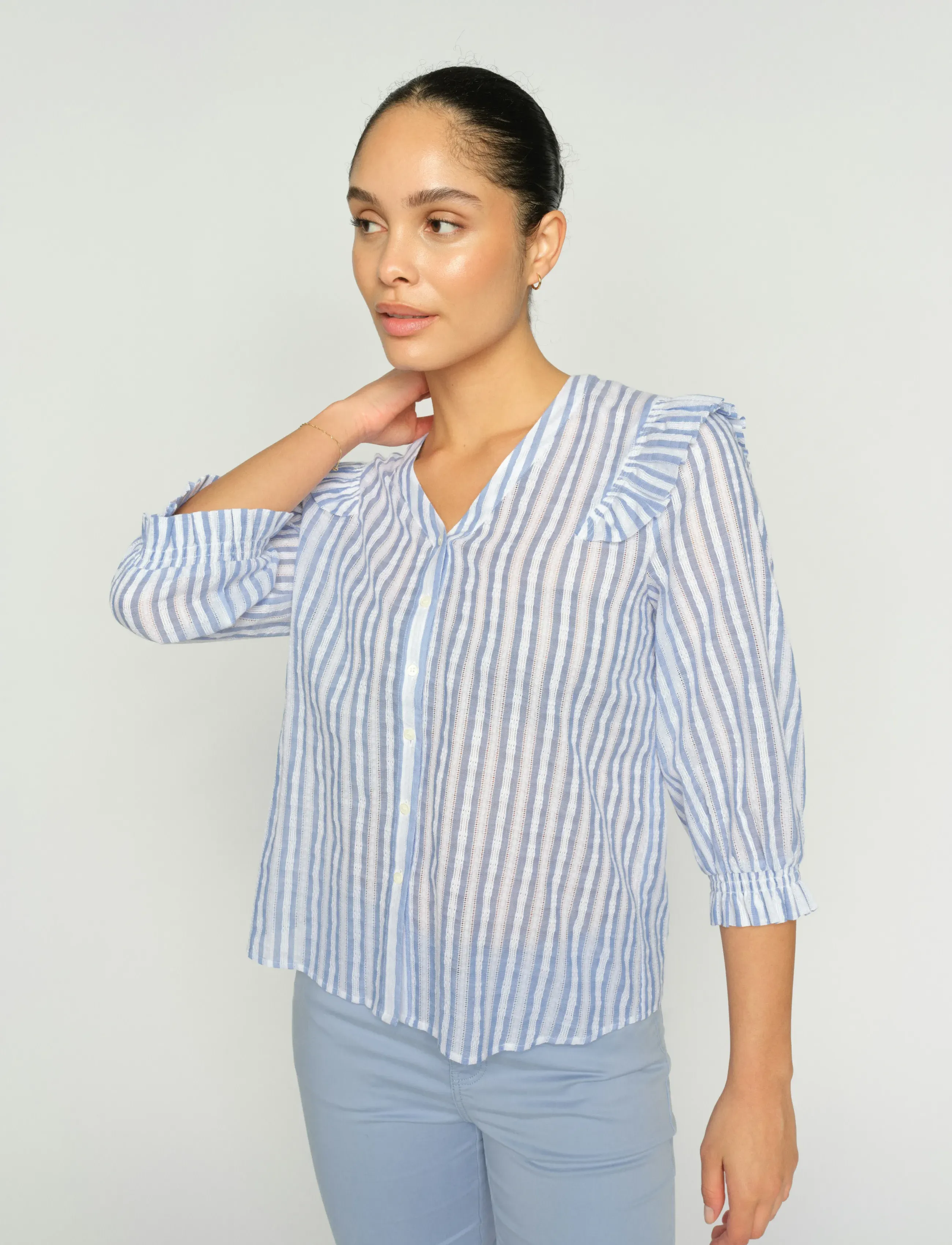MOS MOSH - MMDebby Stripe Shirt - short-sleeved shirts - brunnera blue - 4