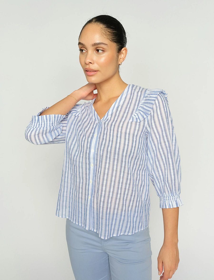 MOS MOSH - MMDebby Stripe Shirt - kurzärmlige hemden - brunnera blue - 4