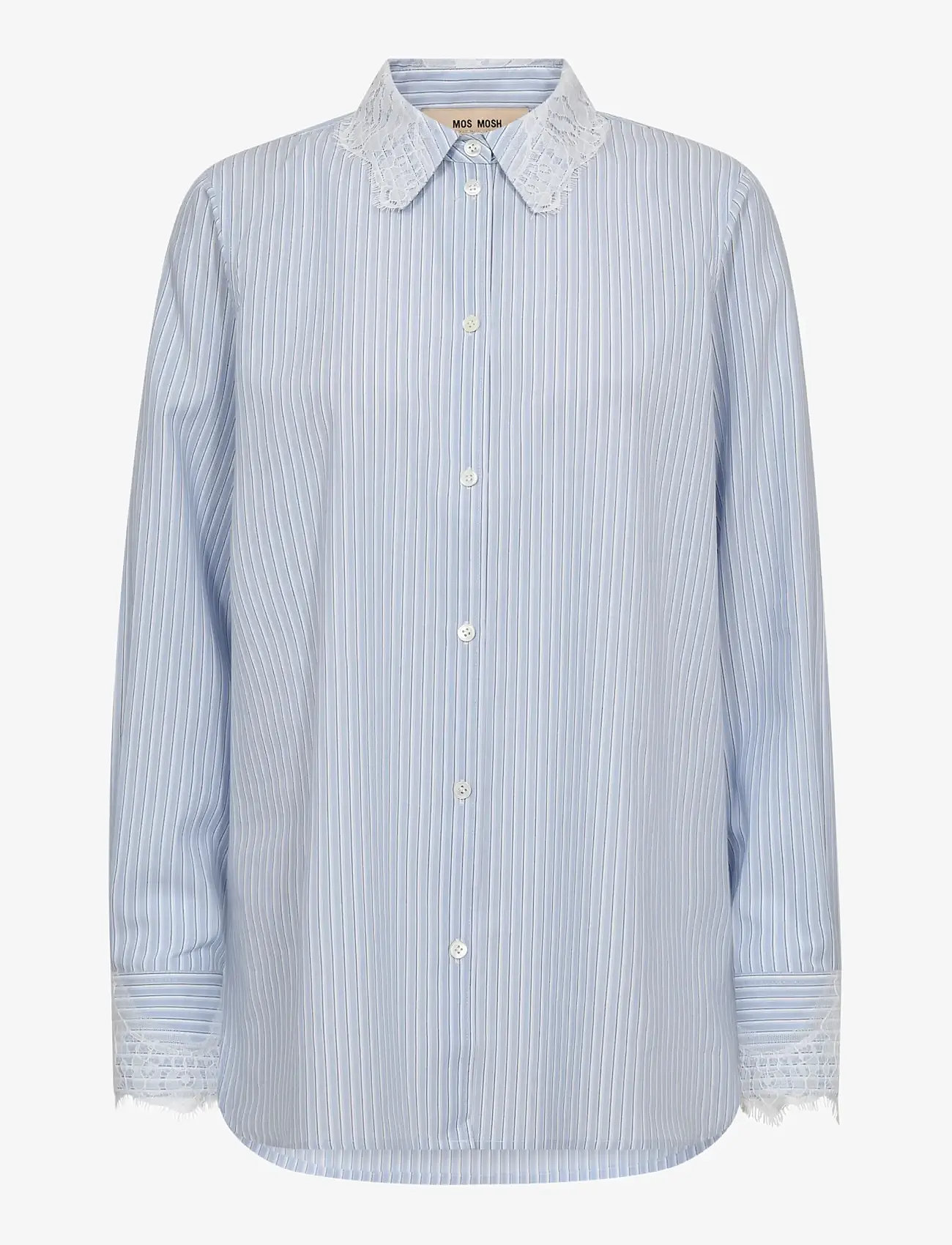 MOS MOSH - MMElinda Stripe Lace Shirt - langärmlige hemden - brunnera blue - 1
