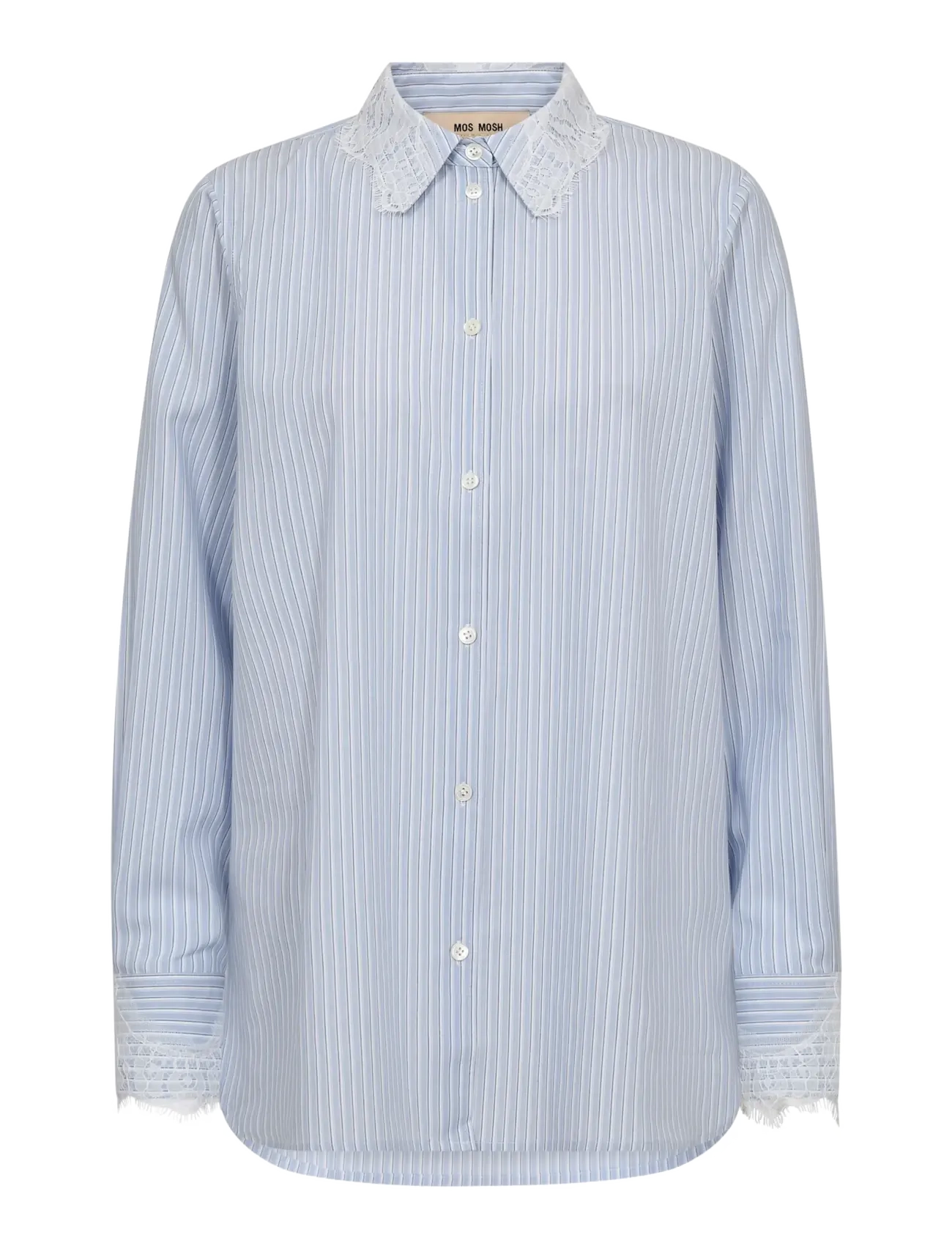 MOS MOSH MMElinda Stripe Lace Shirt - Transitional Layering - BRUNNERA BLUE / blue