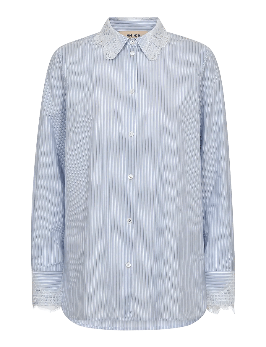MOS MOSH - MMElinda Stripe Lace Shirt - marškiniai ilgomis rankovėmis - brunnera blue - 1