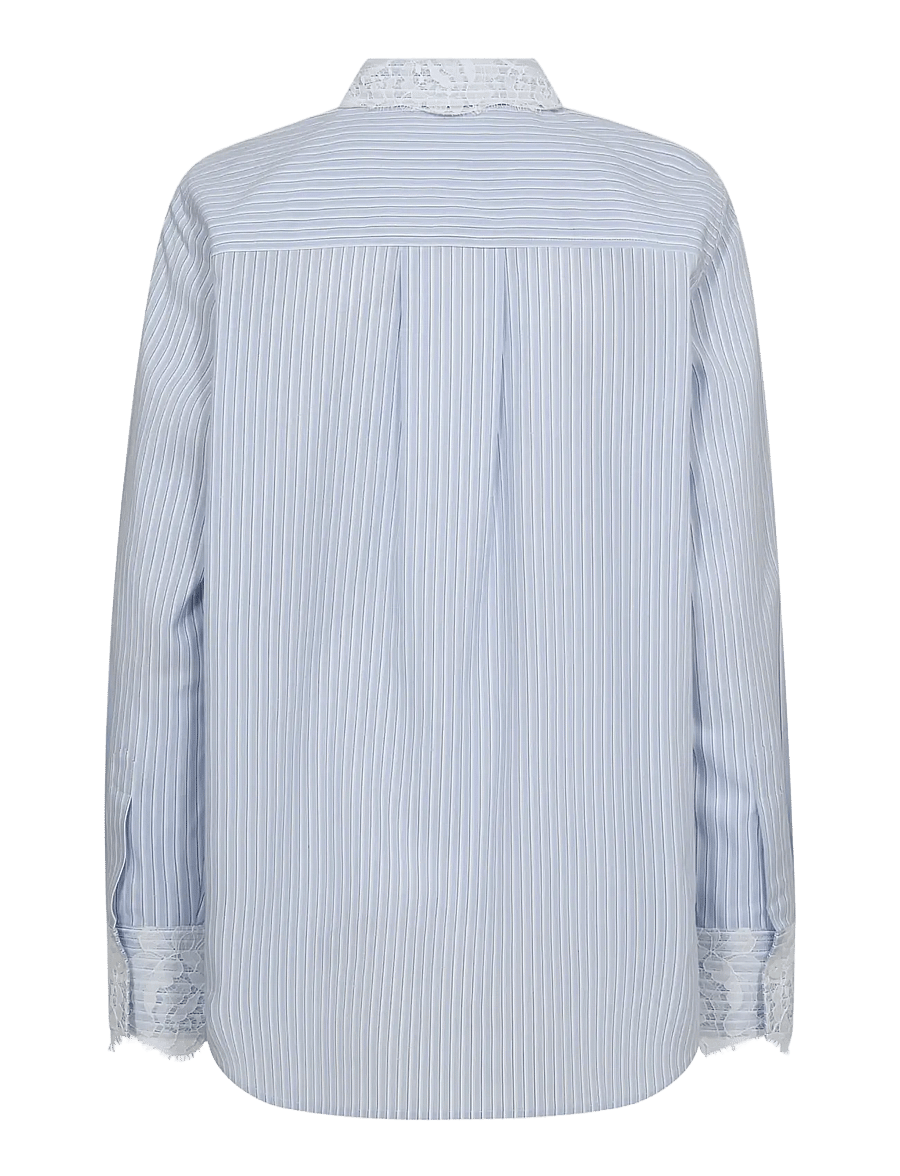 MOS MOSH - MMElinda Stripe Lace Shirt - marškiniai ilgomis rankovėmis - brunnera blue - 2