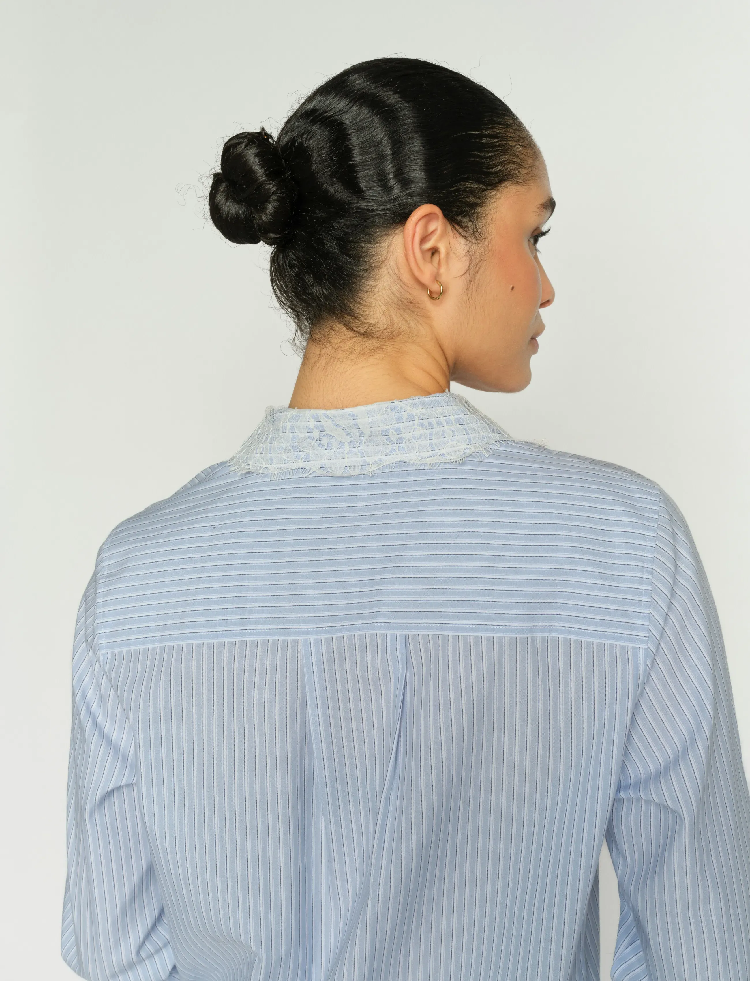 MOS MOSH MMElinda Stripe Lace Shirt - Bluser & Skjorter - BRUNNERA BLUE / blue