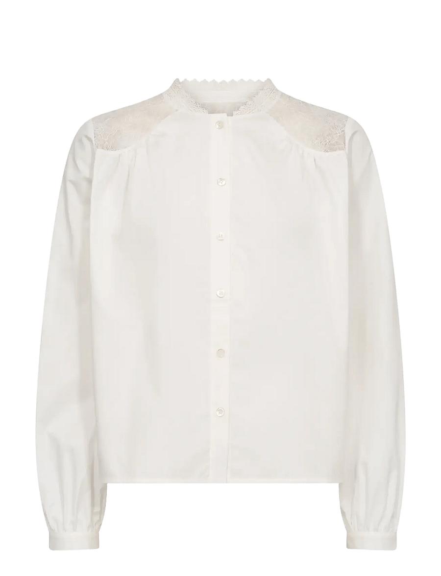 MOS MOSH - MMInda Cotton Lace Shirt - langærmede bluser - ecru - 1