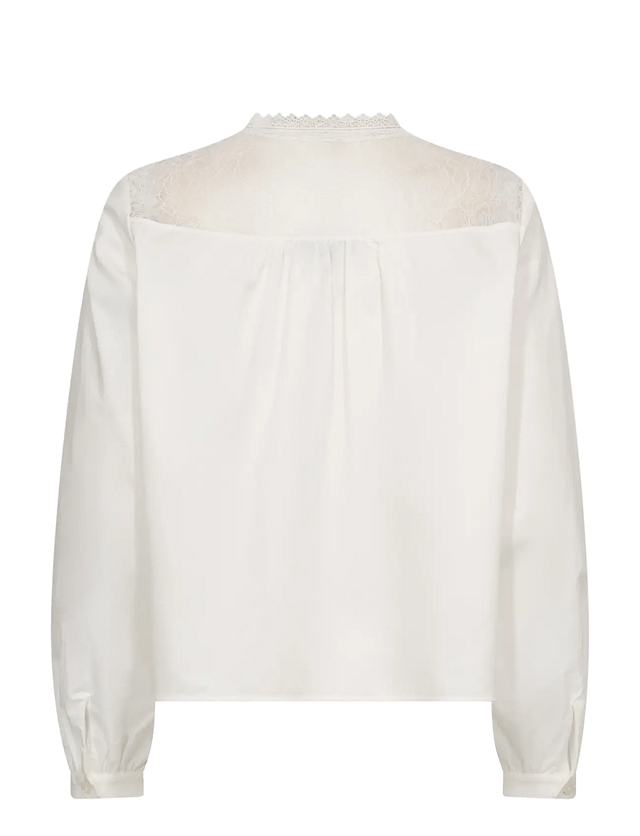MOS MOSH - MMInda Cotton Lace Shirt - langærmede bluser - ecru - 2