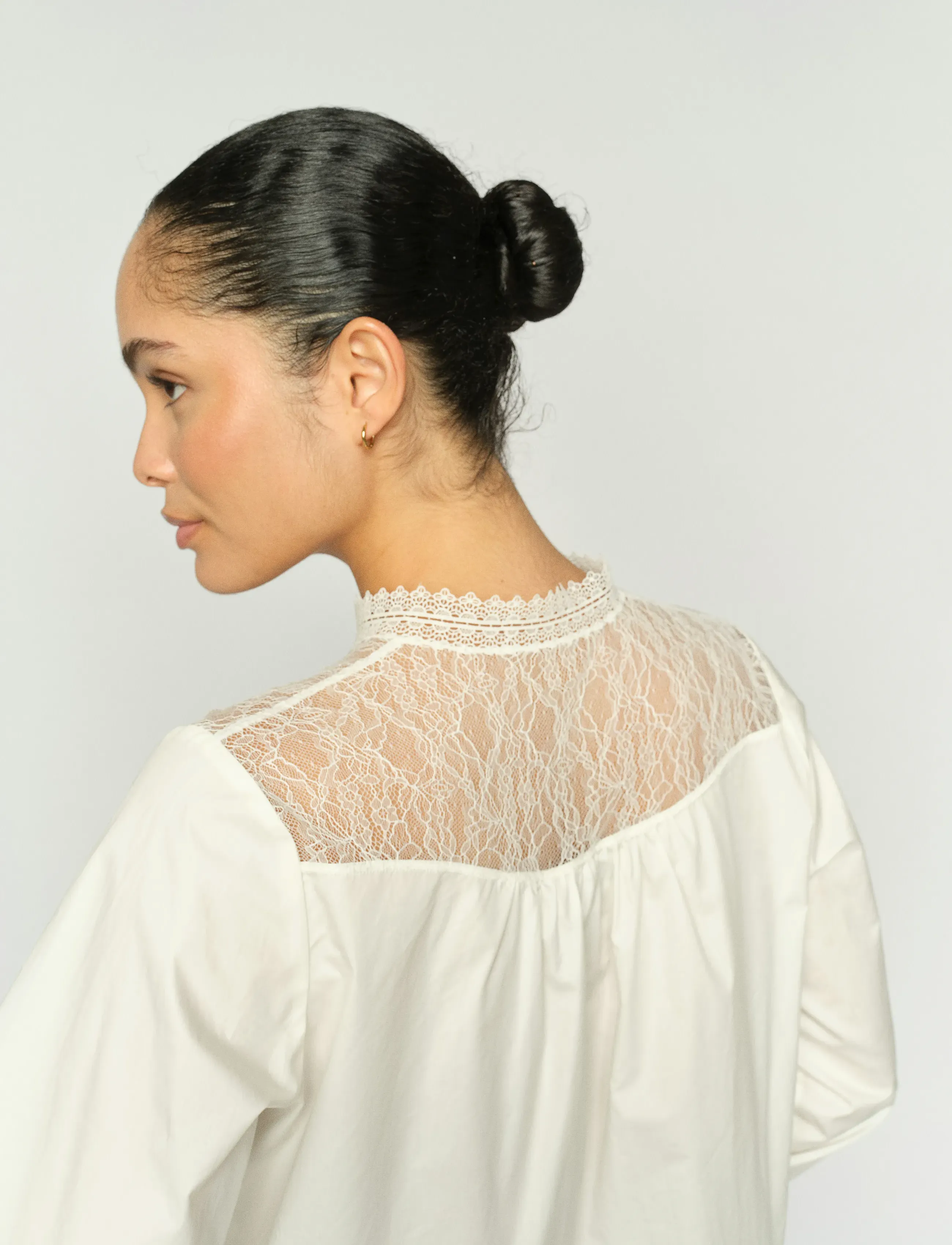 MOS MOSH - MMInda Cotton Lace Shirt - langærmede bluser - ecru - 4