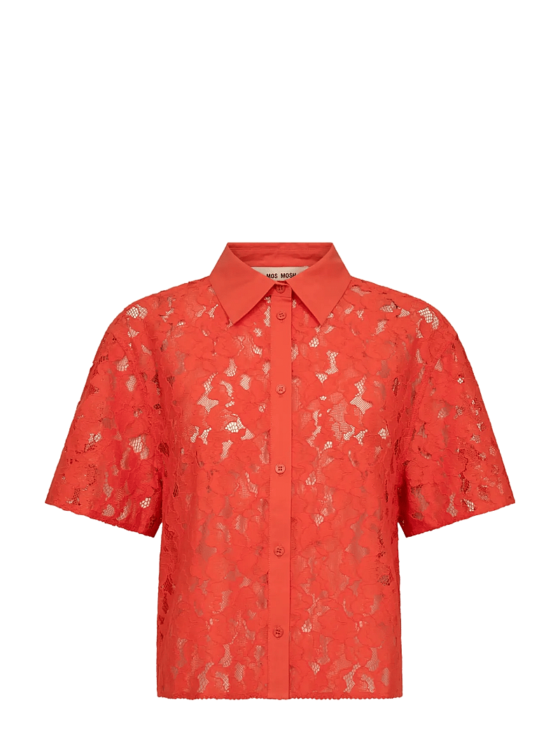 MOS MOSH - MMLia River SS Lace Shirt - lühikeste varrukatega särgid - spicy orange - 1