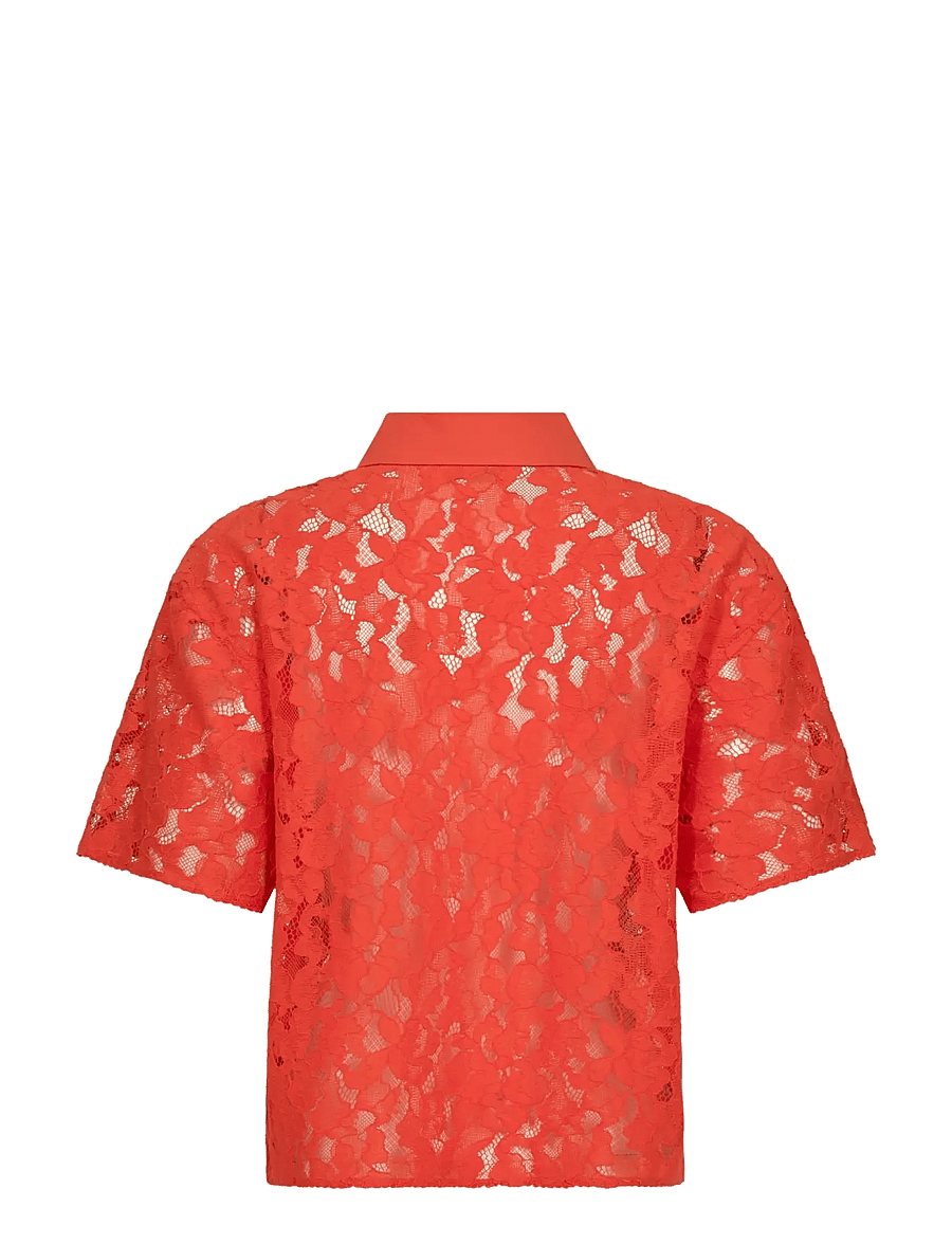 MOS MOSH - MMLia River SS Lace Shirt - short-sleeved shirts - spicy orange - 2
