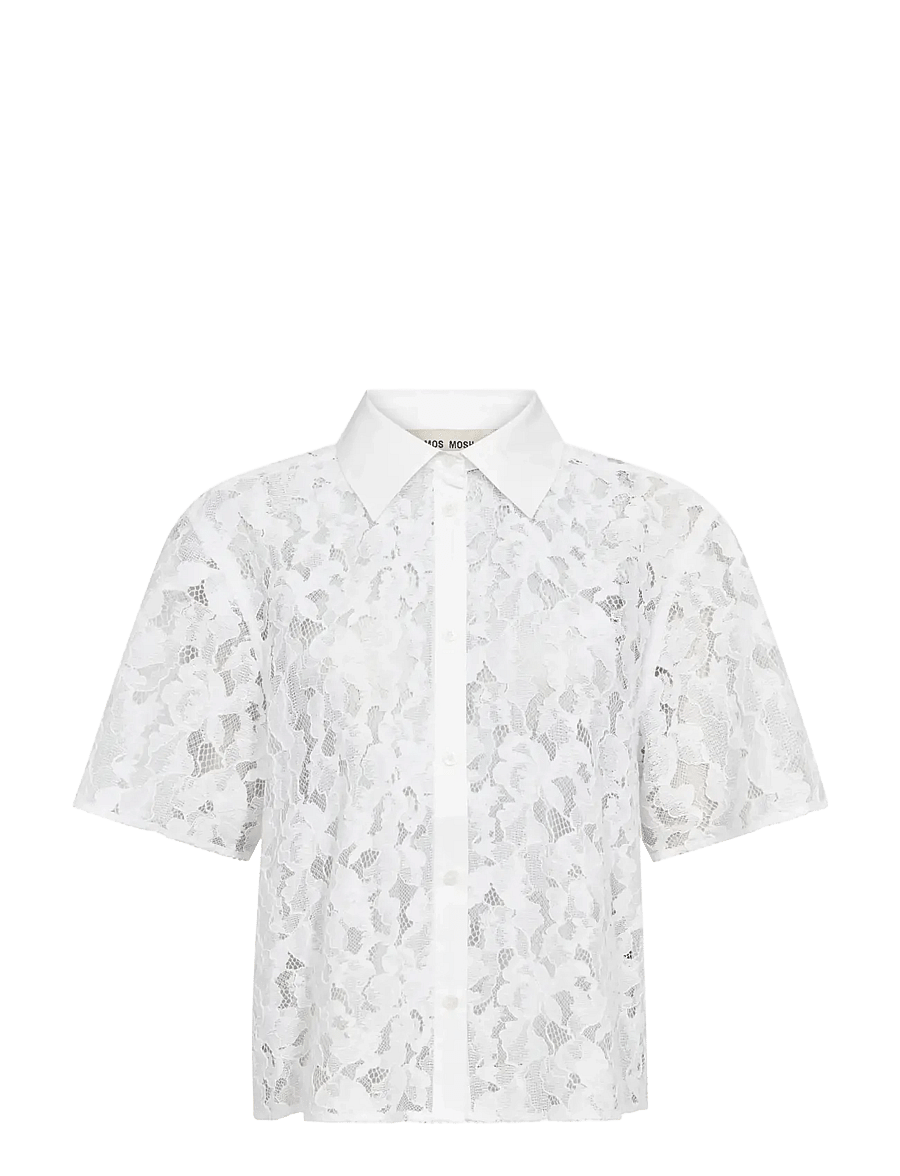 MOS MOSH - MMLia River SS Lace Shirt - lühikeste varrukatega särgid - white - 0