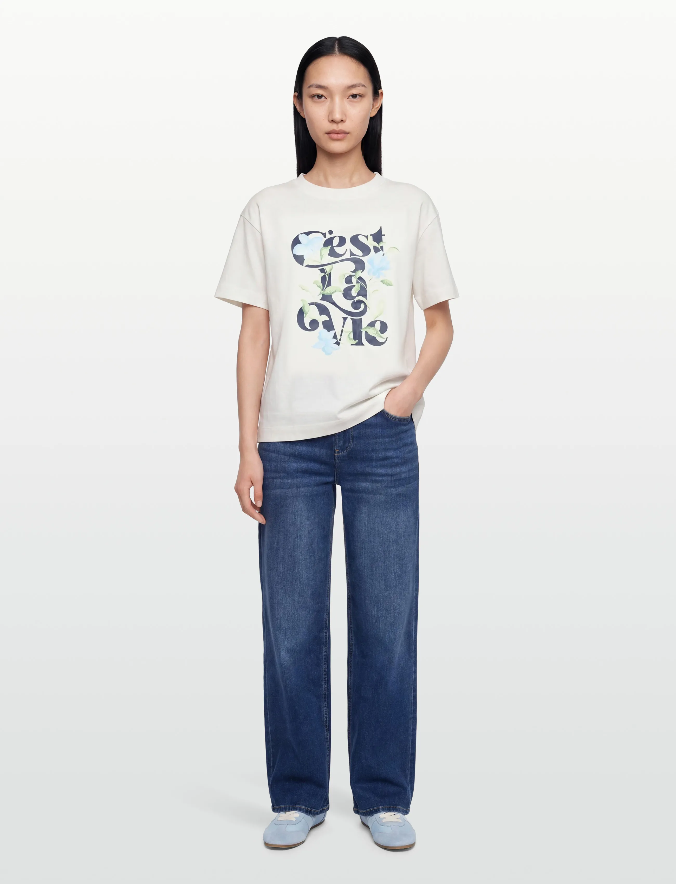 MOS MOSH MMFlowish O-SS Tee - T-shirts & Toppar - ECRU / cream