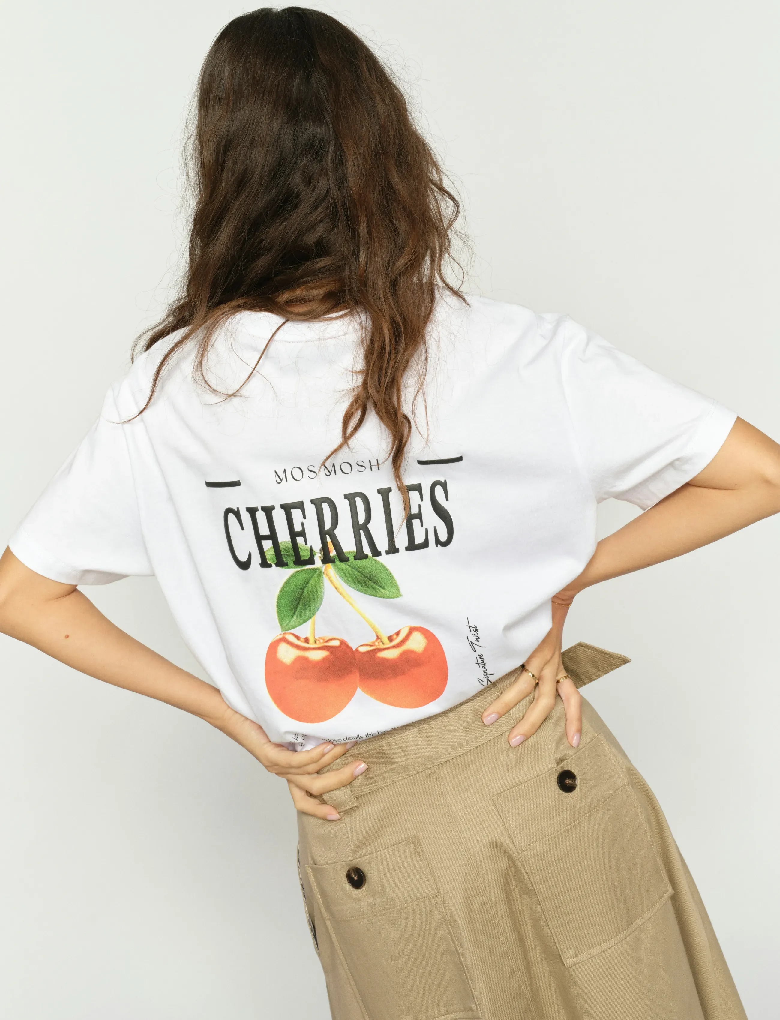 MOS MOSH Mmlail O-Ss Cherry Tee, XL, White, T-Shirts & Toppe > Kortærmede, Dame