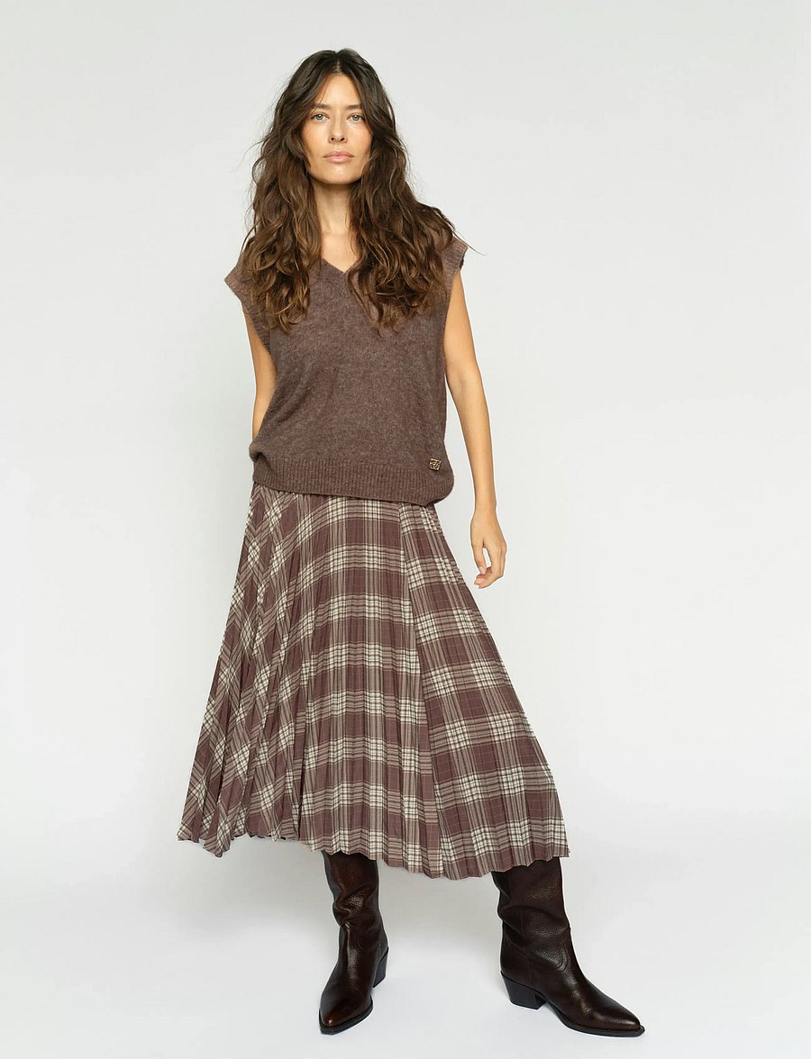 MOS MOSH - MMChari Chaz Skirt - midiseelikud - coffee quartz - 0