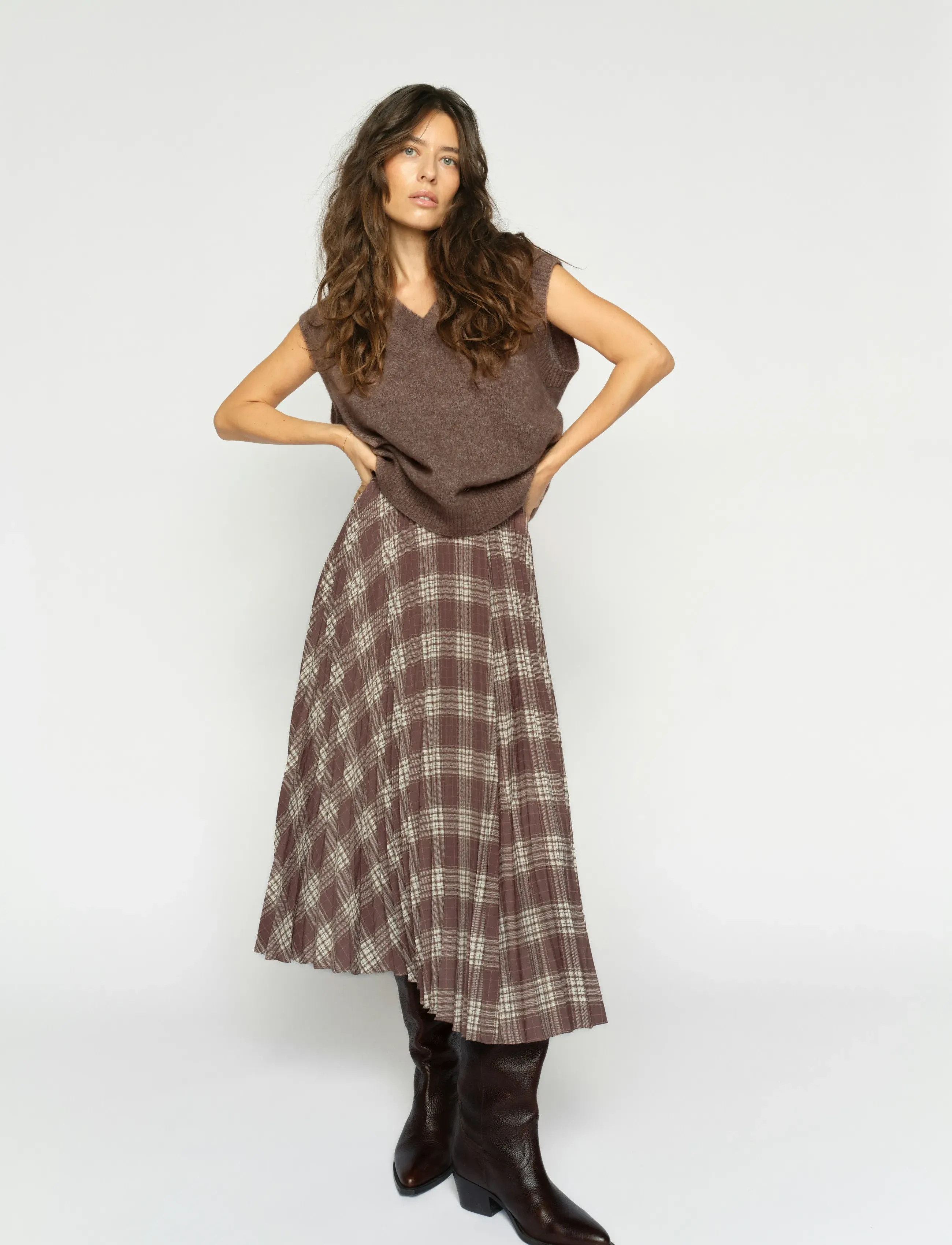 MOS MOSH - MMChari Chaz Skirt - midi-röcke - coffee quartz - 4