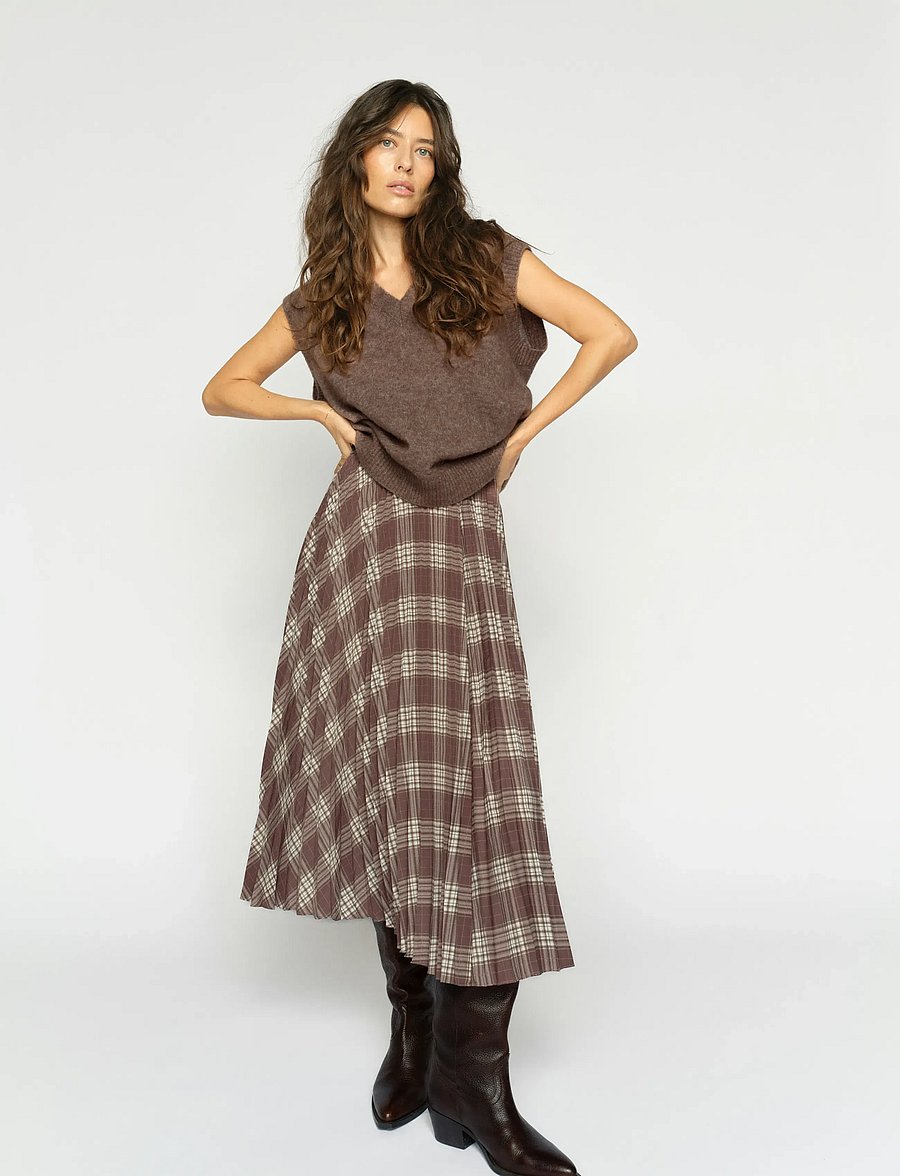 MOS MOSH - MMChari Chaz Skirt - midiseelikud - coffee quartz - 4