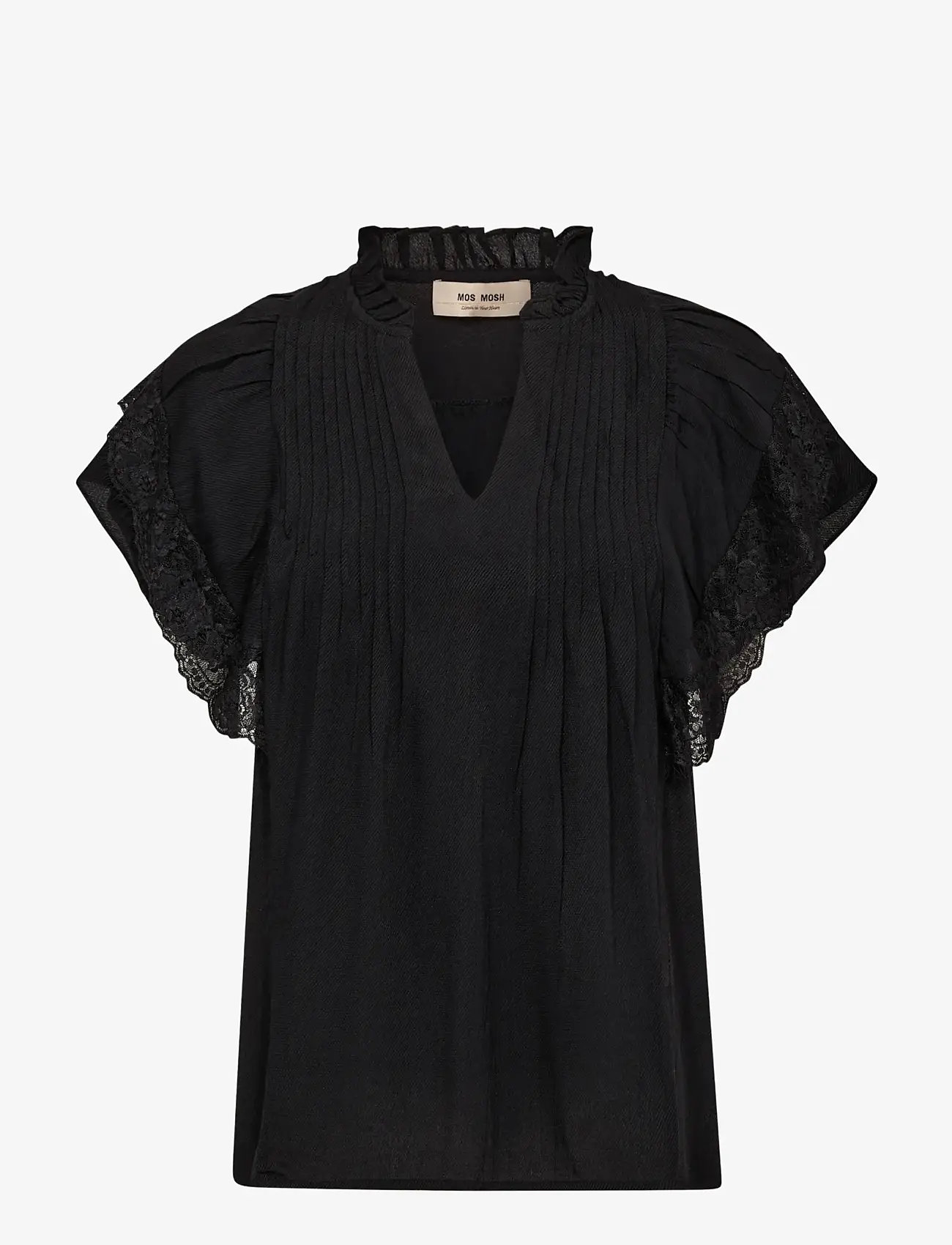 MOS MOSH - MMWea Flowish Blouse - kurzämlige blusen - black - 1