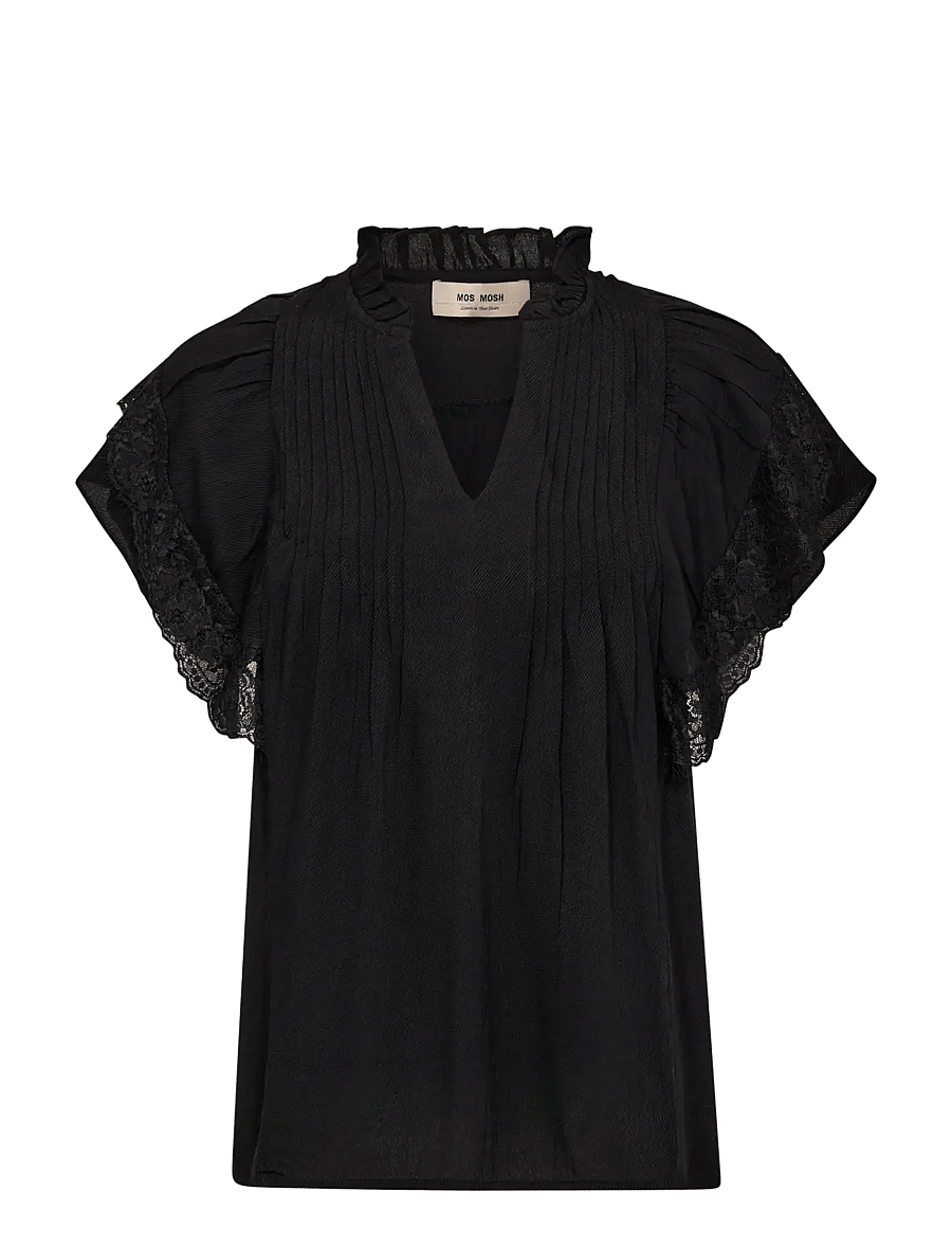 MOS MOSH - MMWea Flowish Blouse - lühikeste varrukatega pluusid - black - 1