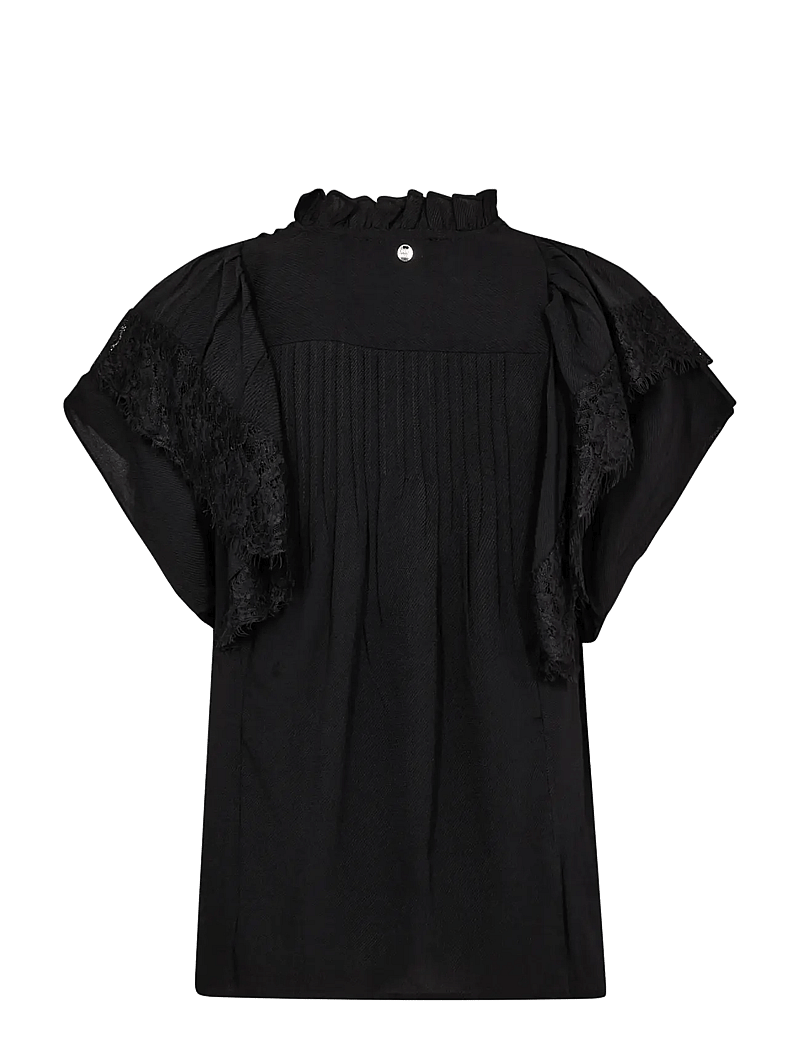 MOS MOSH - MMWea Flowish Blouse - kurzämlige blusen - black - 2