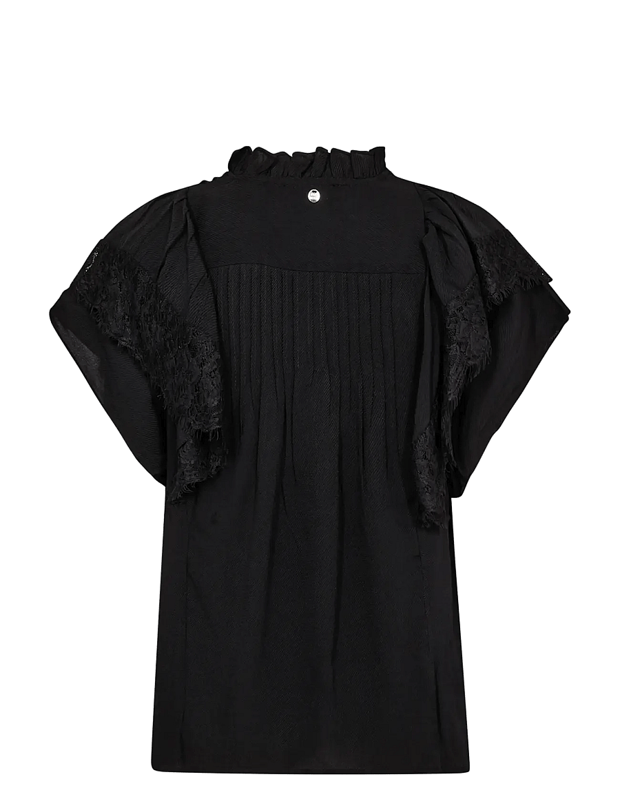 MOS MOSH - MMWea Flowish Blouse - lühikeste varrukatega pluusid - black - 2