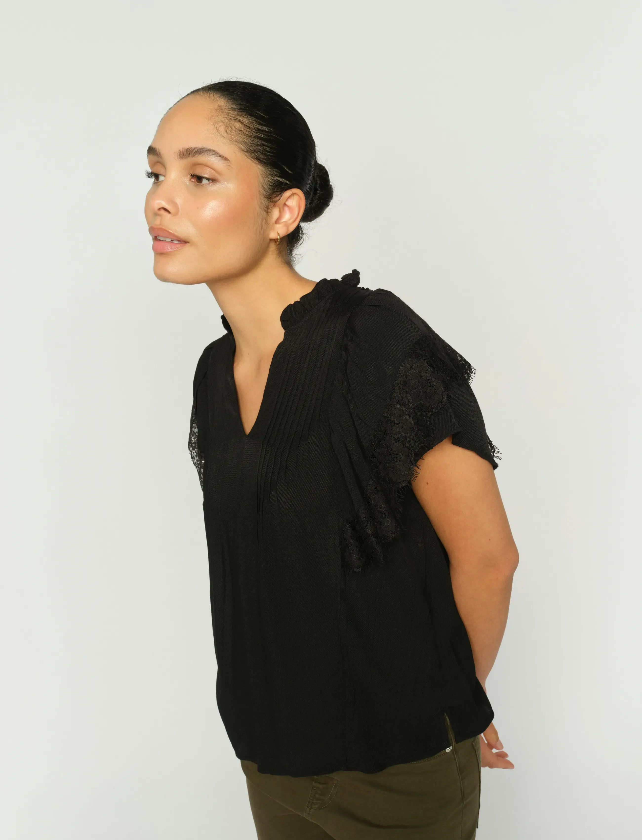 MOS MOSH - MMWea Flowish Blouse - lühikeste varrukatega pluusid - black - 3