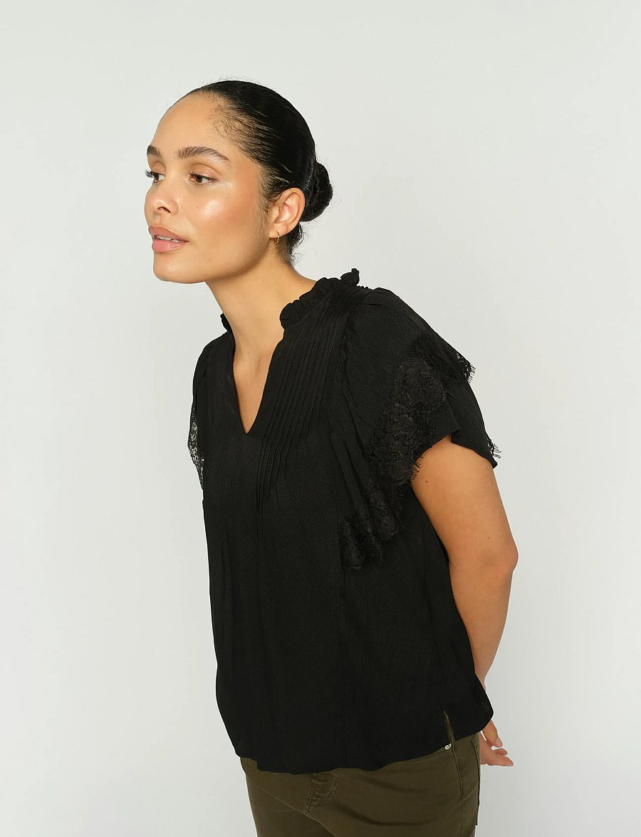 MOS MOSH - MMWea Flowish Blouse - lühikeste varrukatega pluusid - black - 3