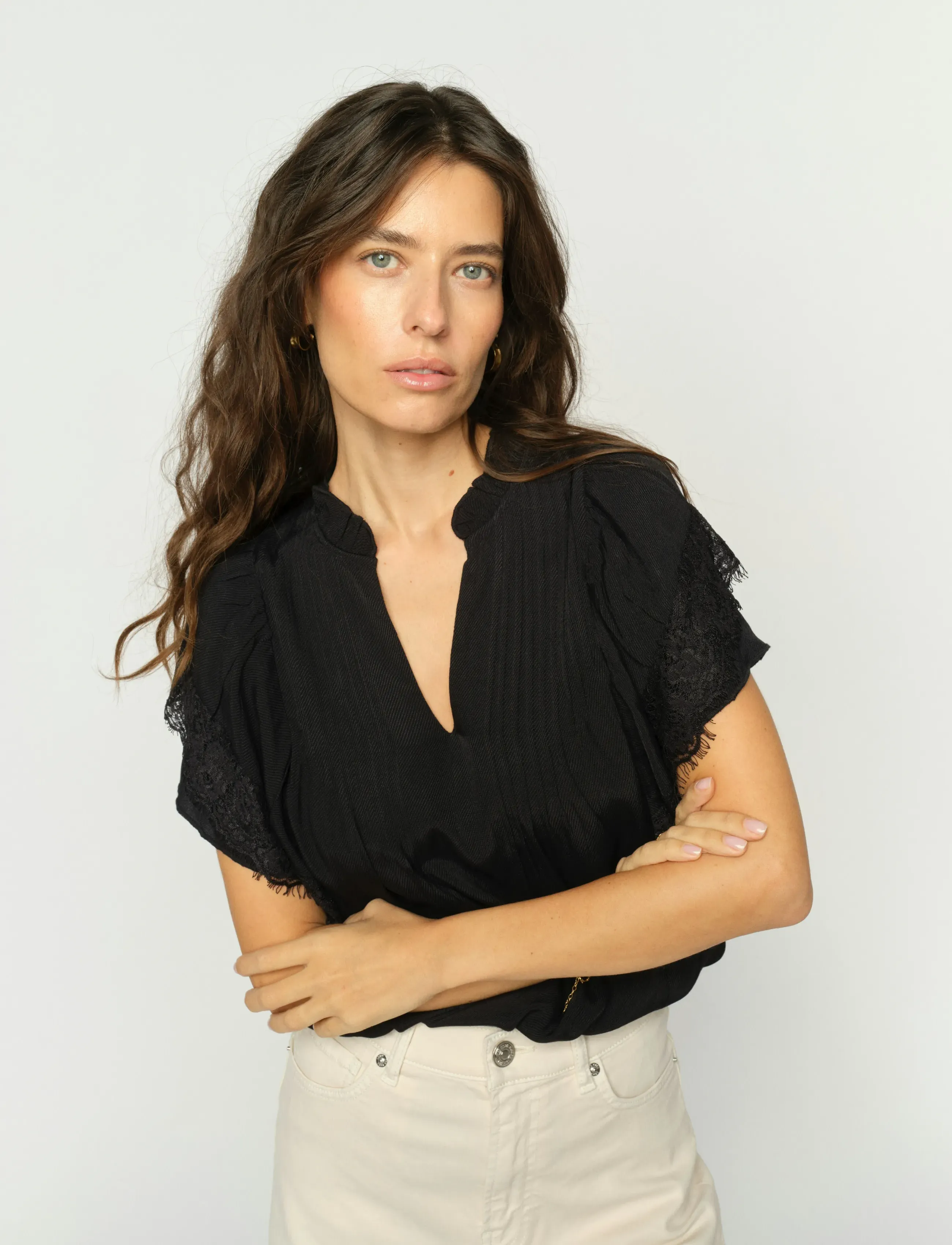 MOS MOSH - MMWea Flowish Blouse - lühikeste varrukatega pluusid - black - 4