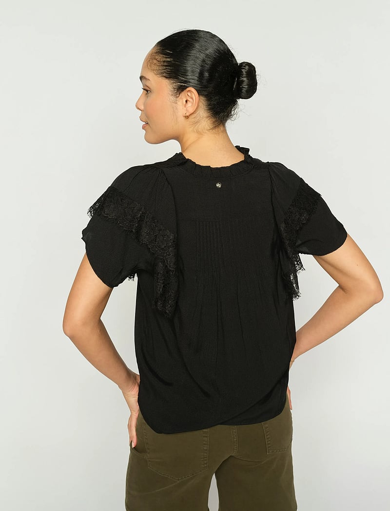 MOS MOSH - MMWea Flowish Blouse - kurzämlige blusen - black - 5