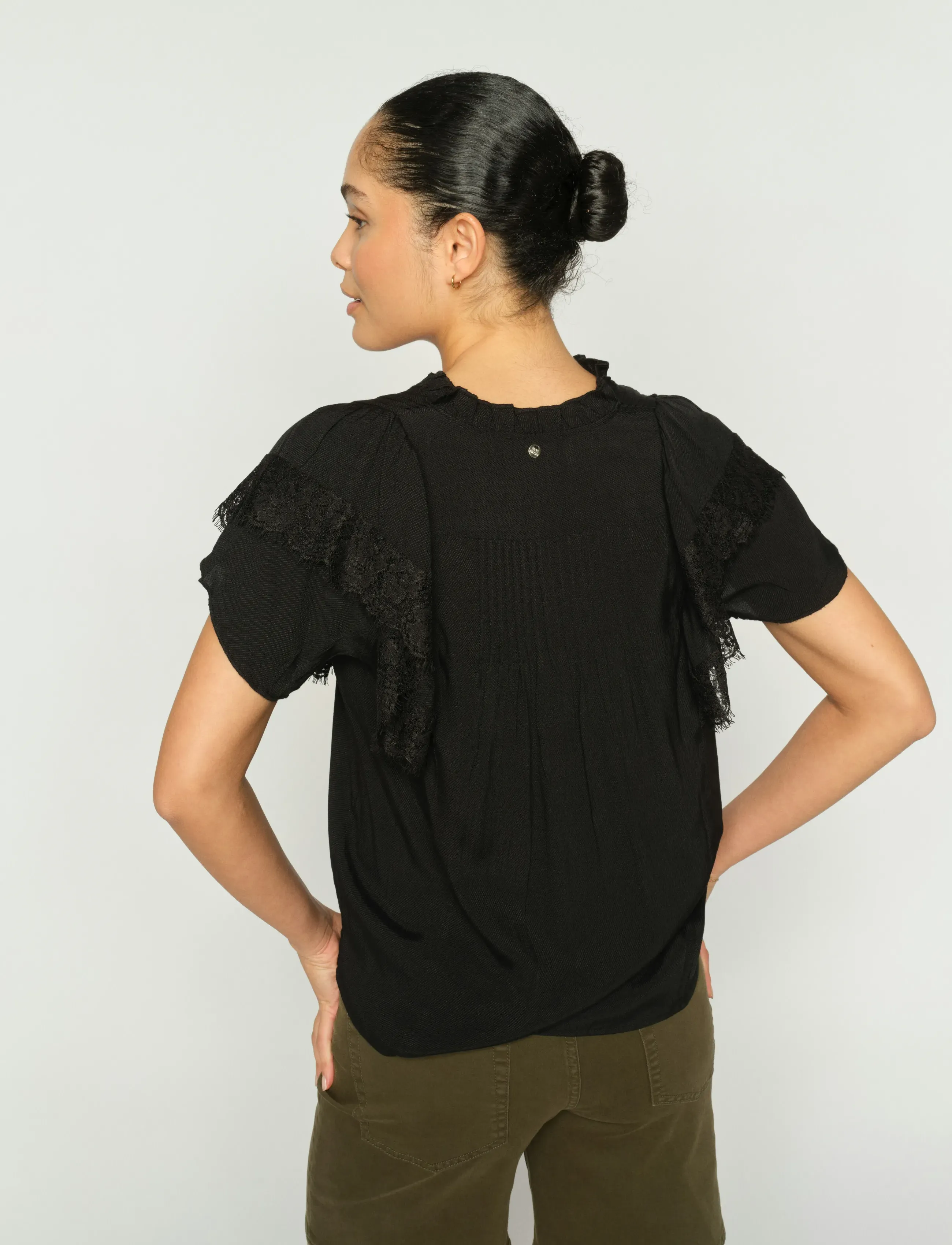 MOS MOSH - MMWea Flowish Blouse - lühikeste varrukatega pluusid - black - 5
