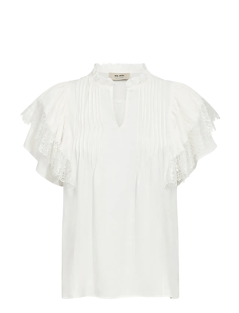 MOS MOSH - MMWea Flowish Blouse - kurzämlige blusen - ecru - 0