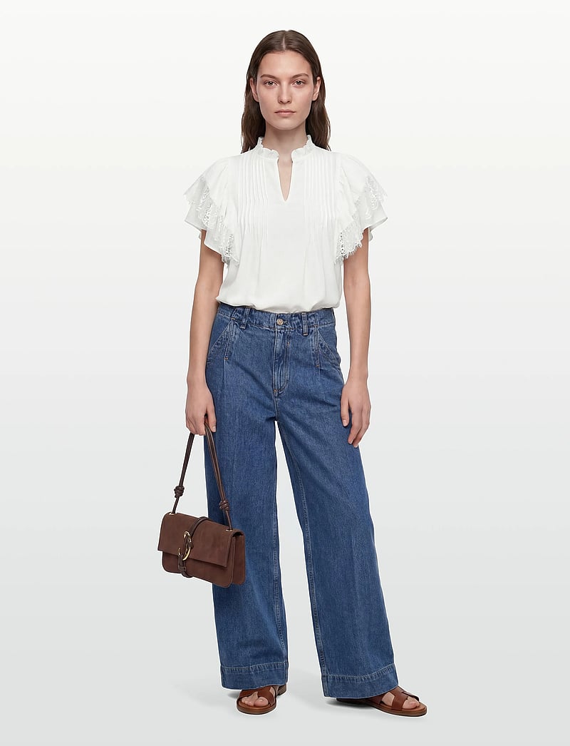 MOS MOSH - MMWea Flowish Blouse - kurzämlige blusen - ecru - 0