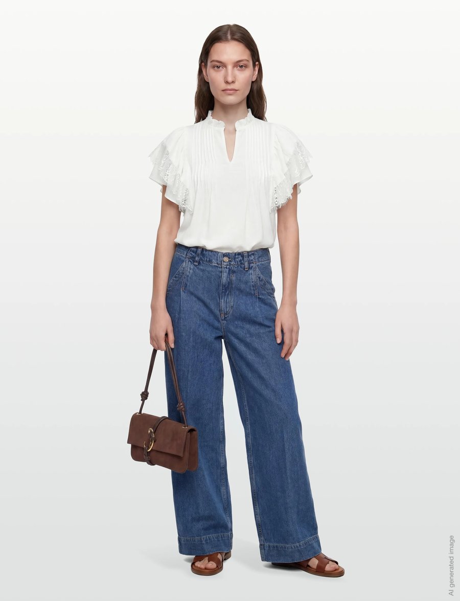 MOS MOSH - MMWea Flowish Blouse - kurzärmelige blusen - ecru - 0