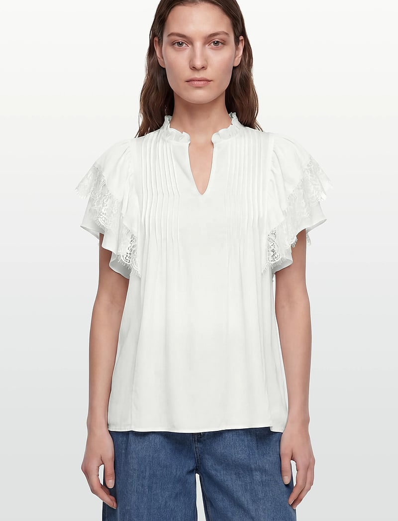 MOS MOSH - MMWea Flowish Blouse - kurzämlige blusen - ecru - 3