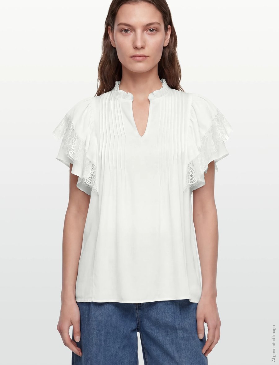 MOS MOSH - MMWea Flowish Blouse - kurzärmelige blusen - ecru - 3