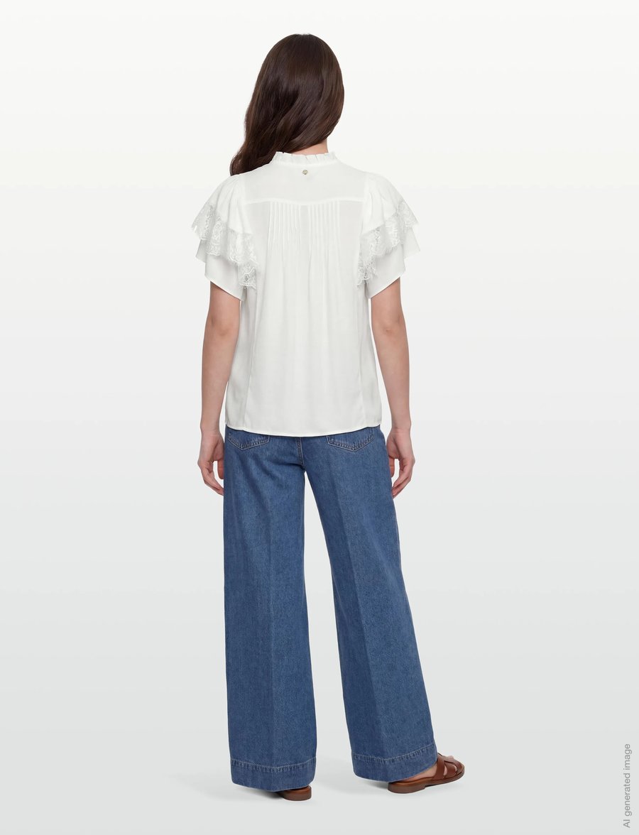 MOS MOSH - MMWea Flowish Blouse - kurzärmelige blusen - ecru - 4