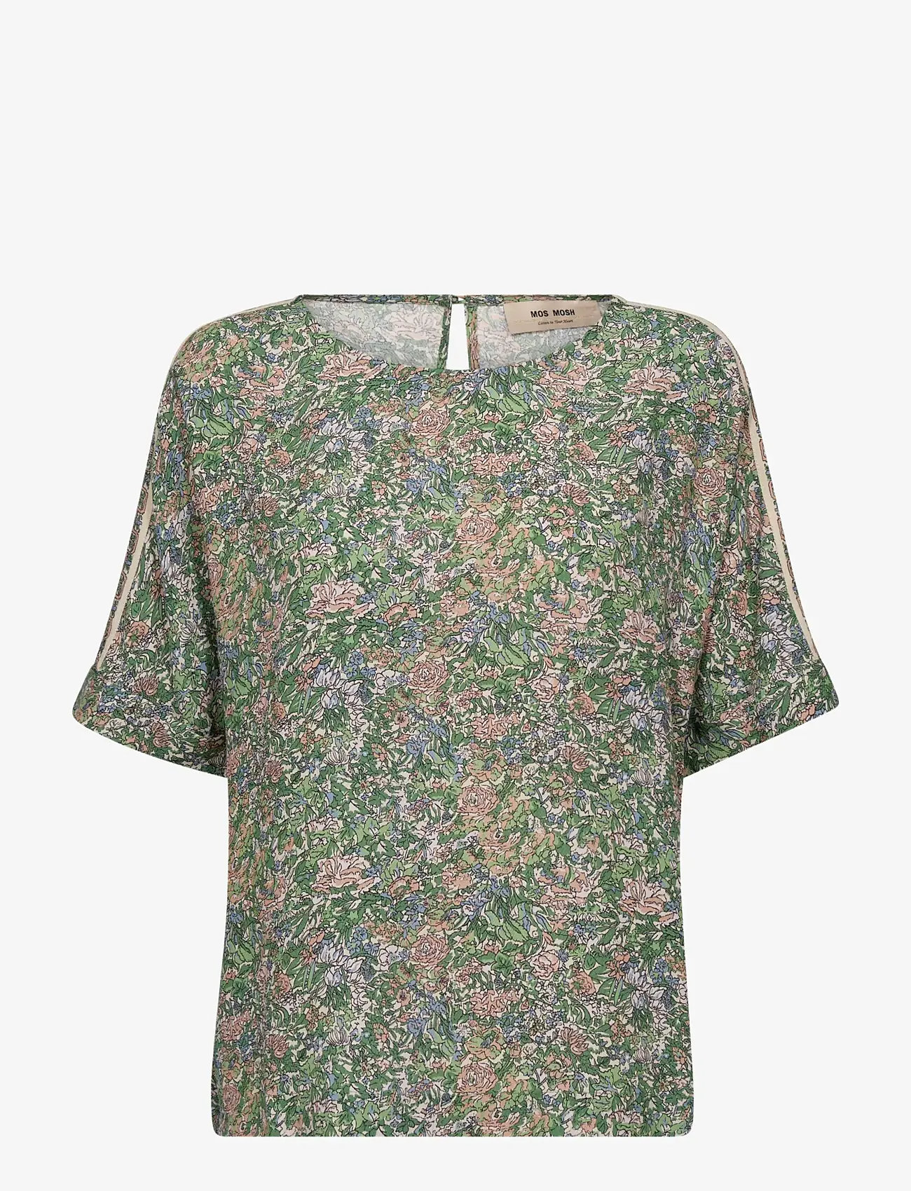MOS MOSH - MMPalma Flowish Orchid Blouse - kortærmede bluser - turf green - 1