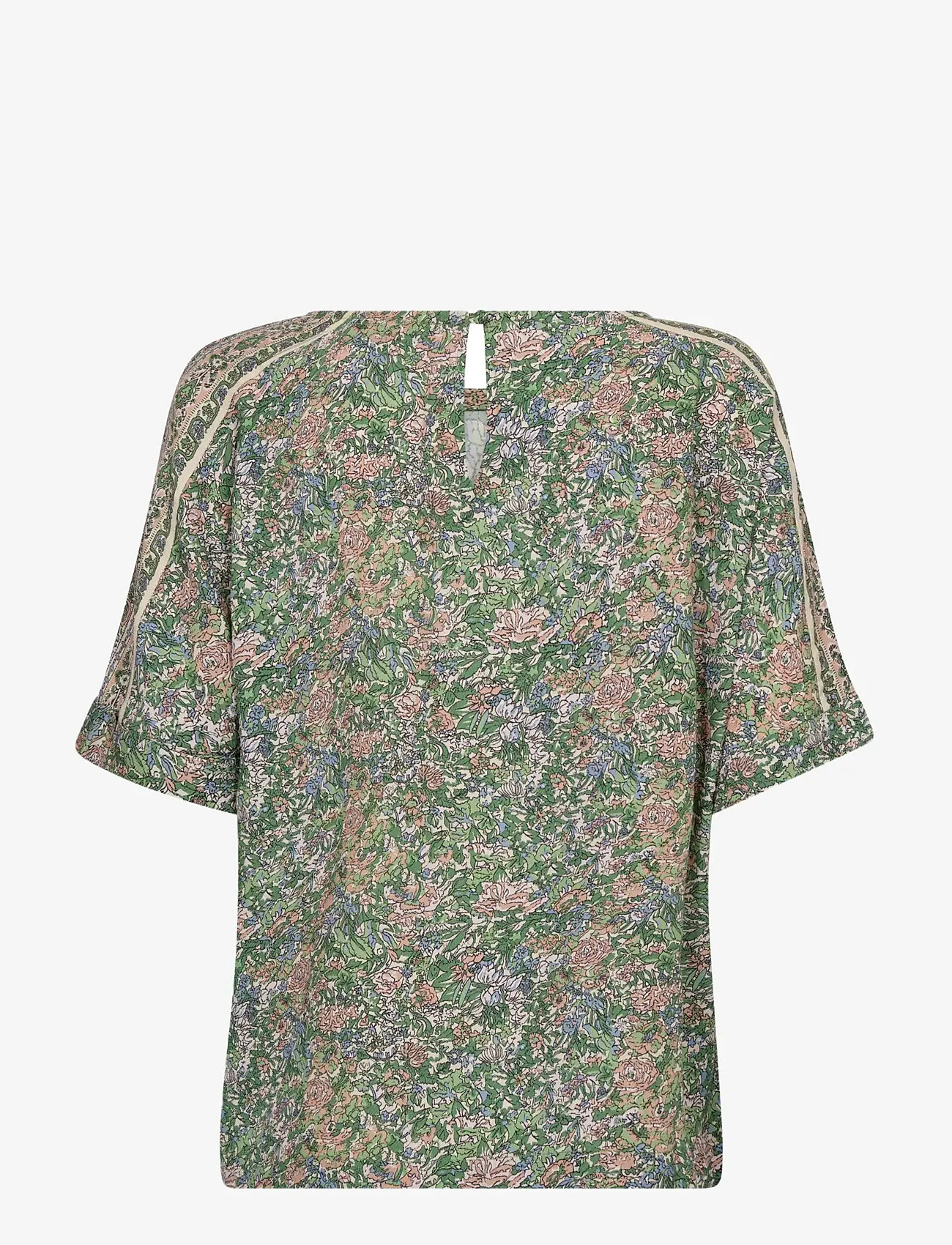 MOS MOSH - MMPalma Flowish Orchid Blouse - kortærmede bluser - turf green - 2