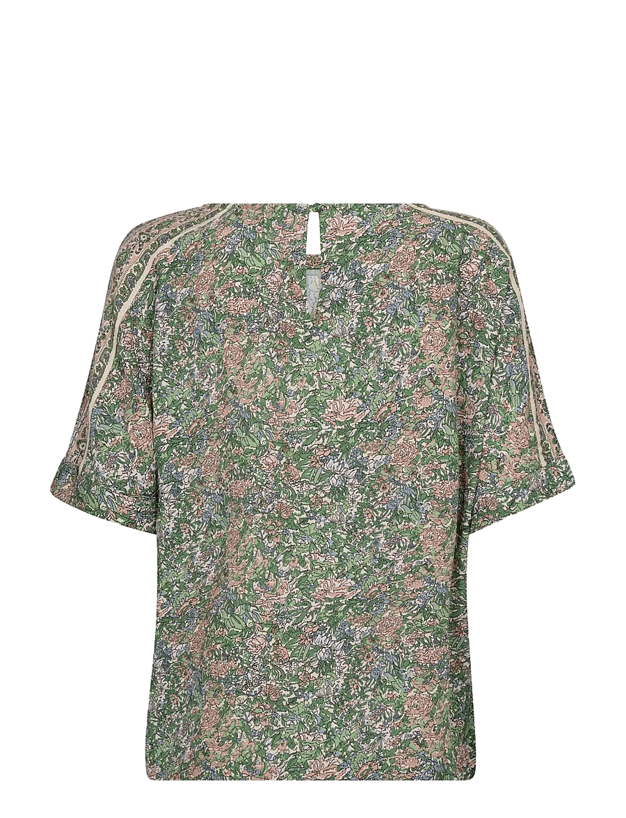 MOS MOSH - MMPalma Flowish Orchid Blouse - short-sleeved blouses - turf green - 2