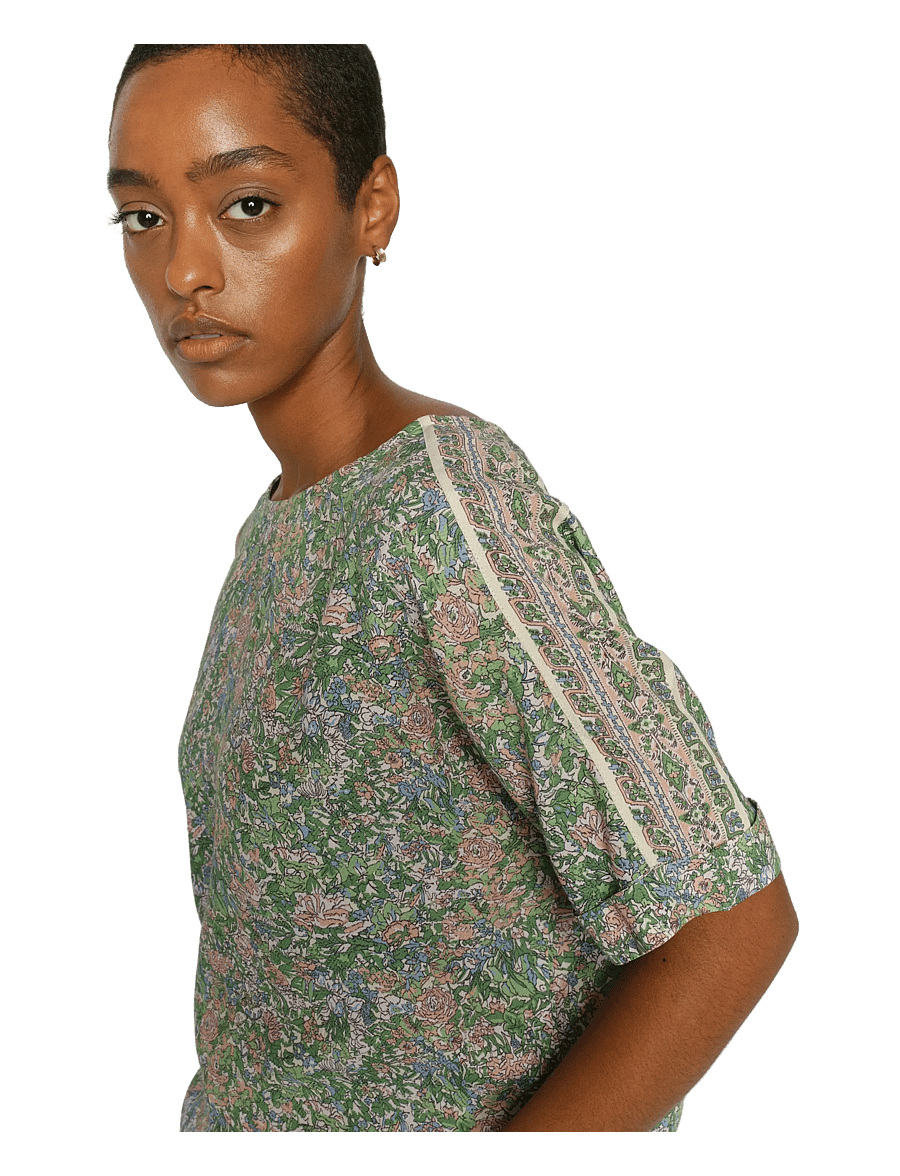 MOS MOSH - MMPalma Flowish Orchid Blouse - short-sleeved blouses - turf green - 3