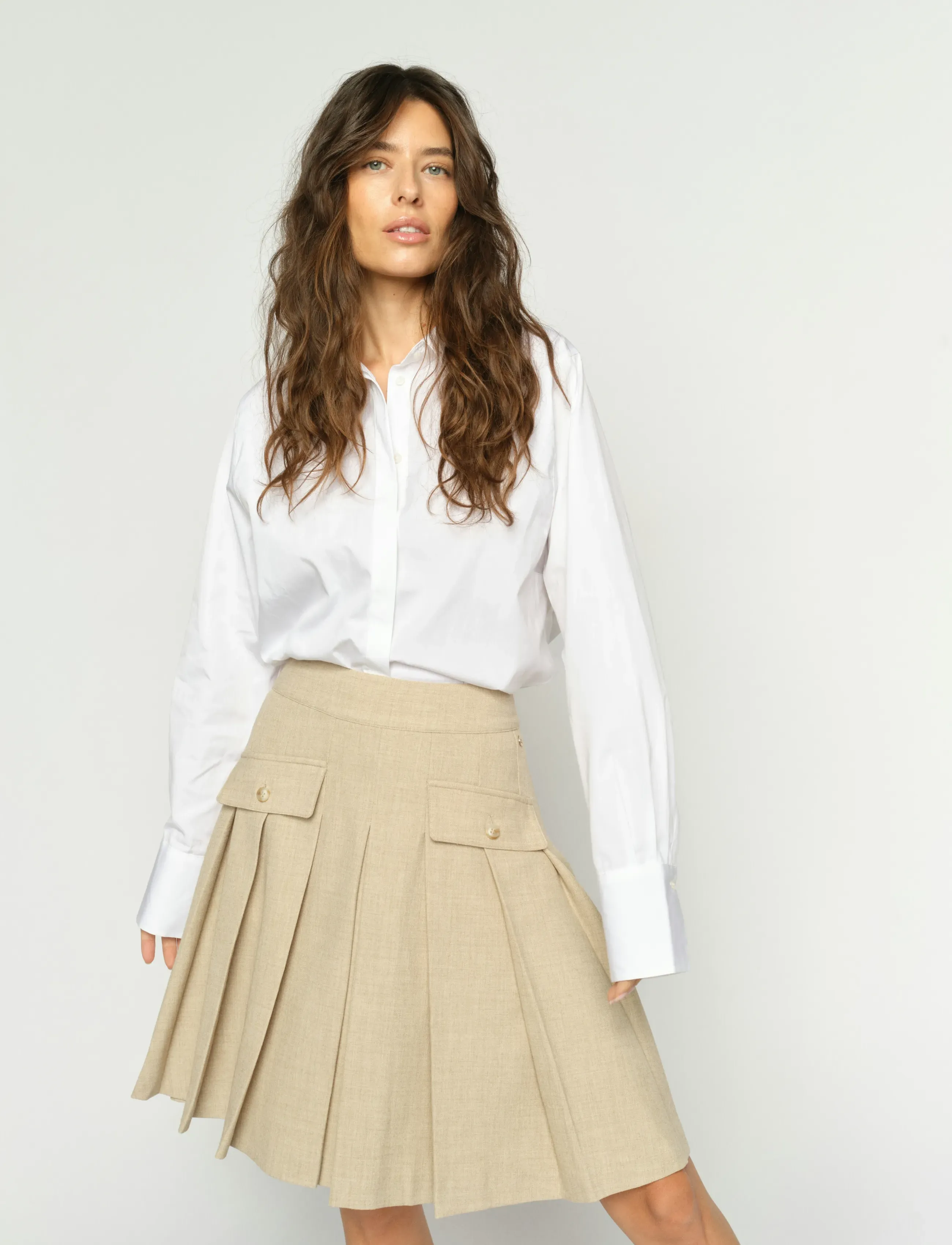MOS MOSH MMRuni Flair Skirt - Short skirts - TWILL / beige