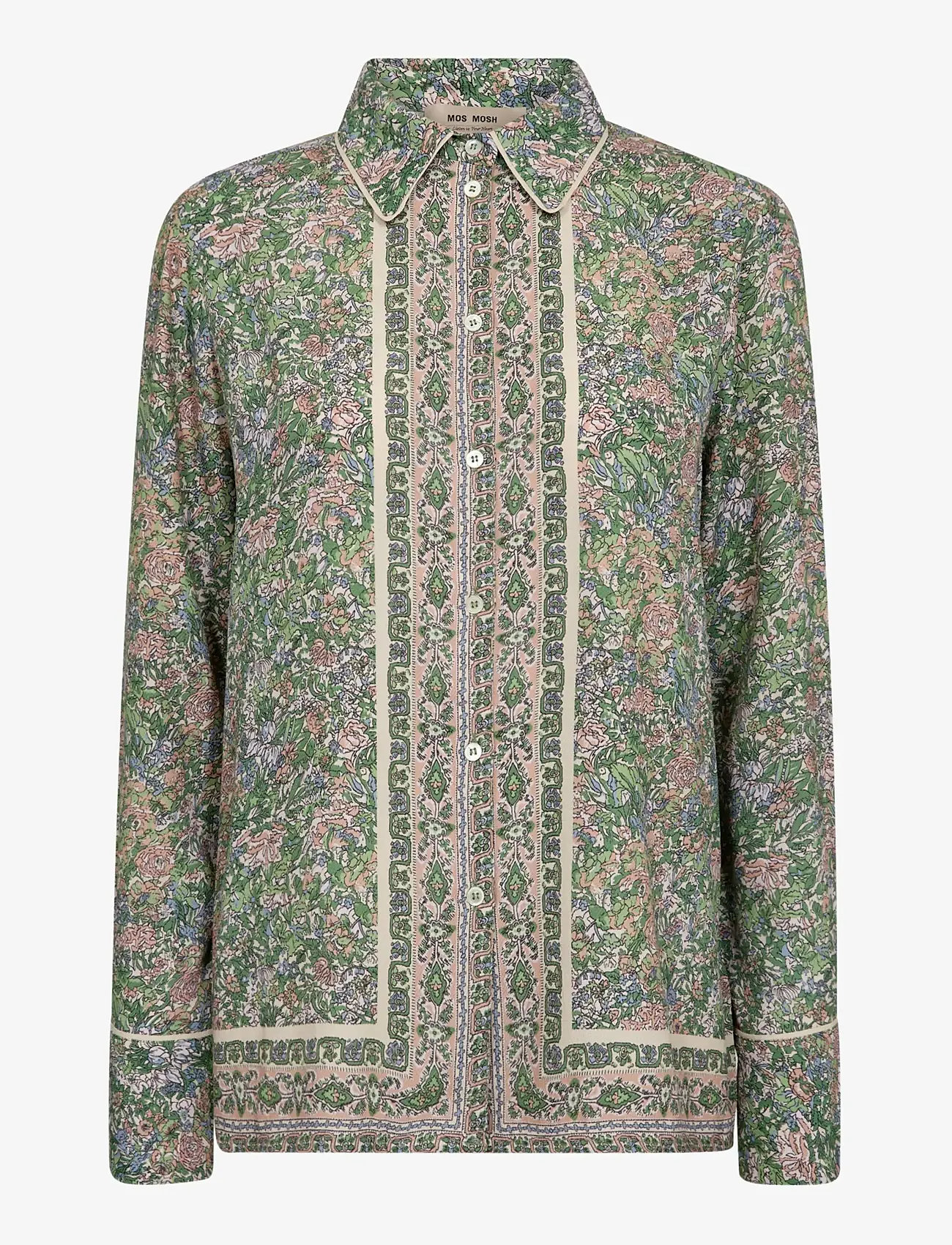 MOS MOSH - MMKana Flowish Orchid Shirt - langærmede skjorter - turf green - 1