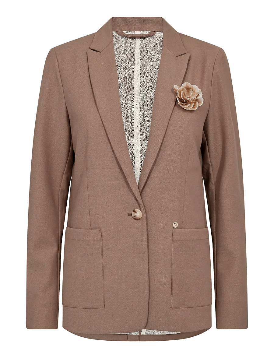 MOS MOSH - MMPhebs Polly Blazer - enkelknäppta kavajer - coffee quartz - 1