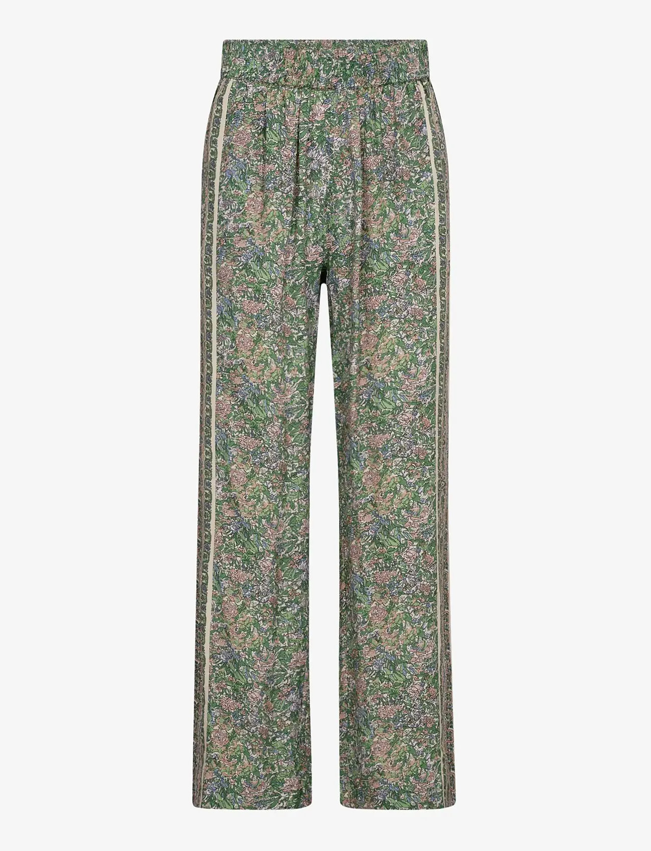 MOS MOSH - MMBala Flowish Orchid Pant - straight leg trousers - turf green - 1