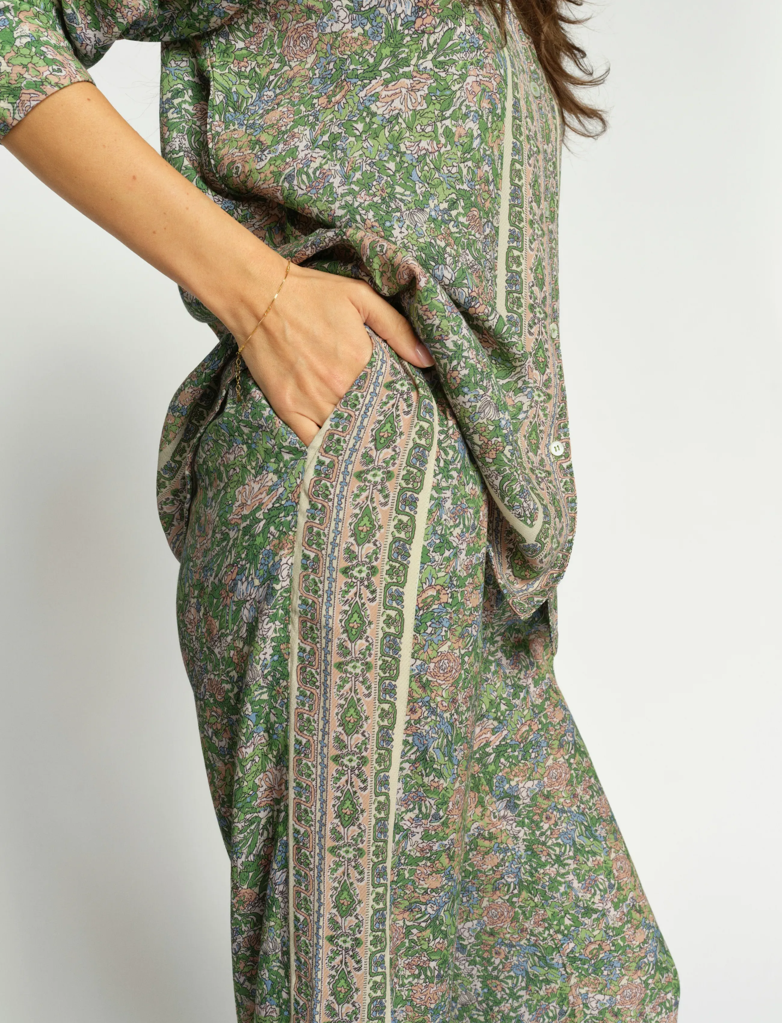 MOS MOSH MMBala Flowish Orchid Pant - Officewear - TURF GREEN / green