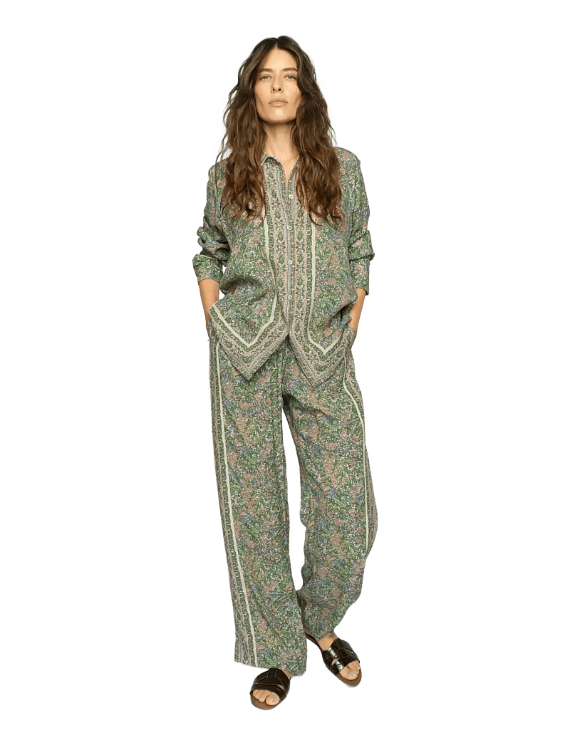MOS MOSH - MMBala Flowish Orchid Pant - bukser med lige ben - turf green - 3