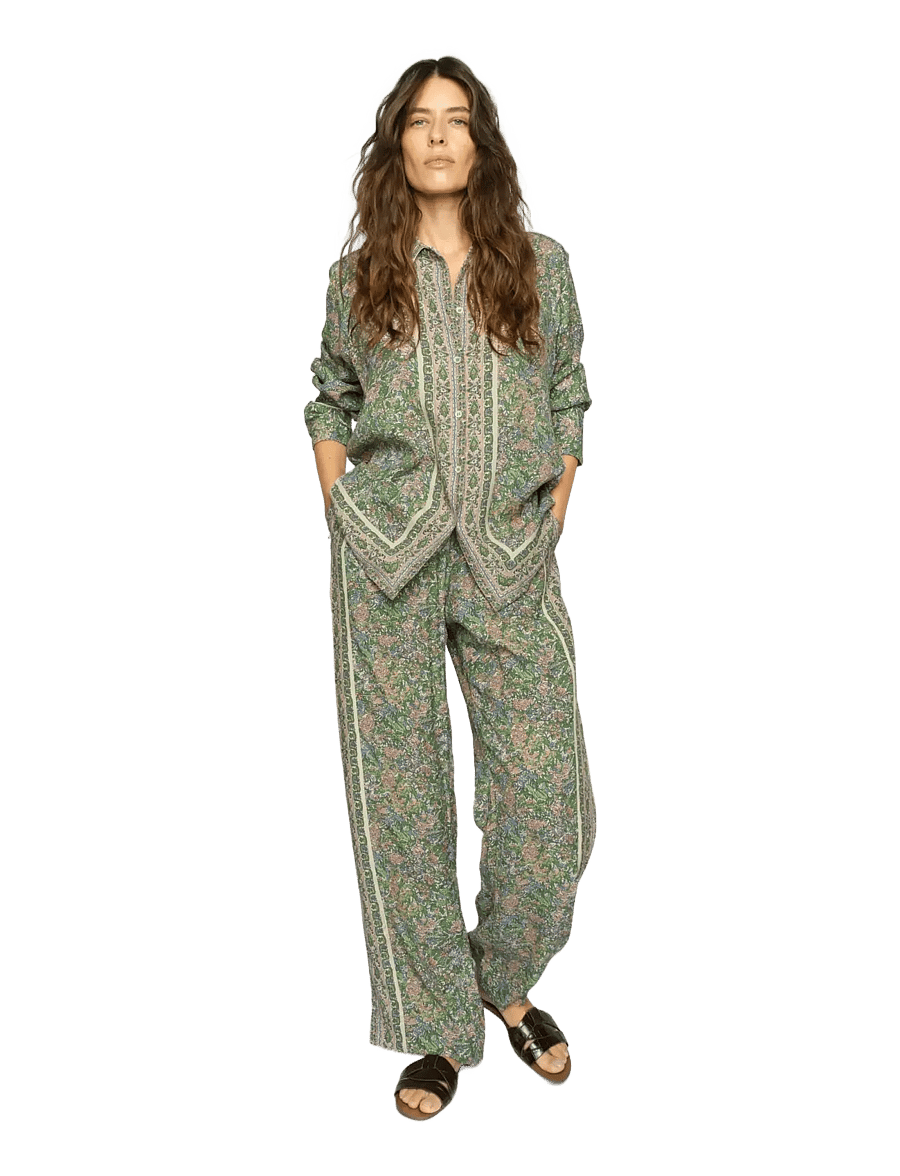 MOS MOSH - MMBala Flowish Orchid Pant - raka byxor - turf green - 3