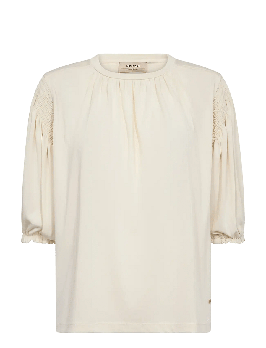 MOS MOSH - MMJewi 3/4 Sleeve O-neck Tee - kurzärmelige blusen - ecru - 0