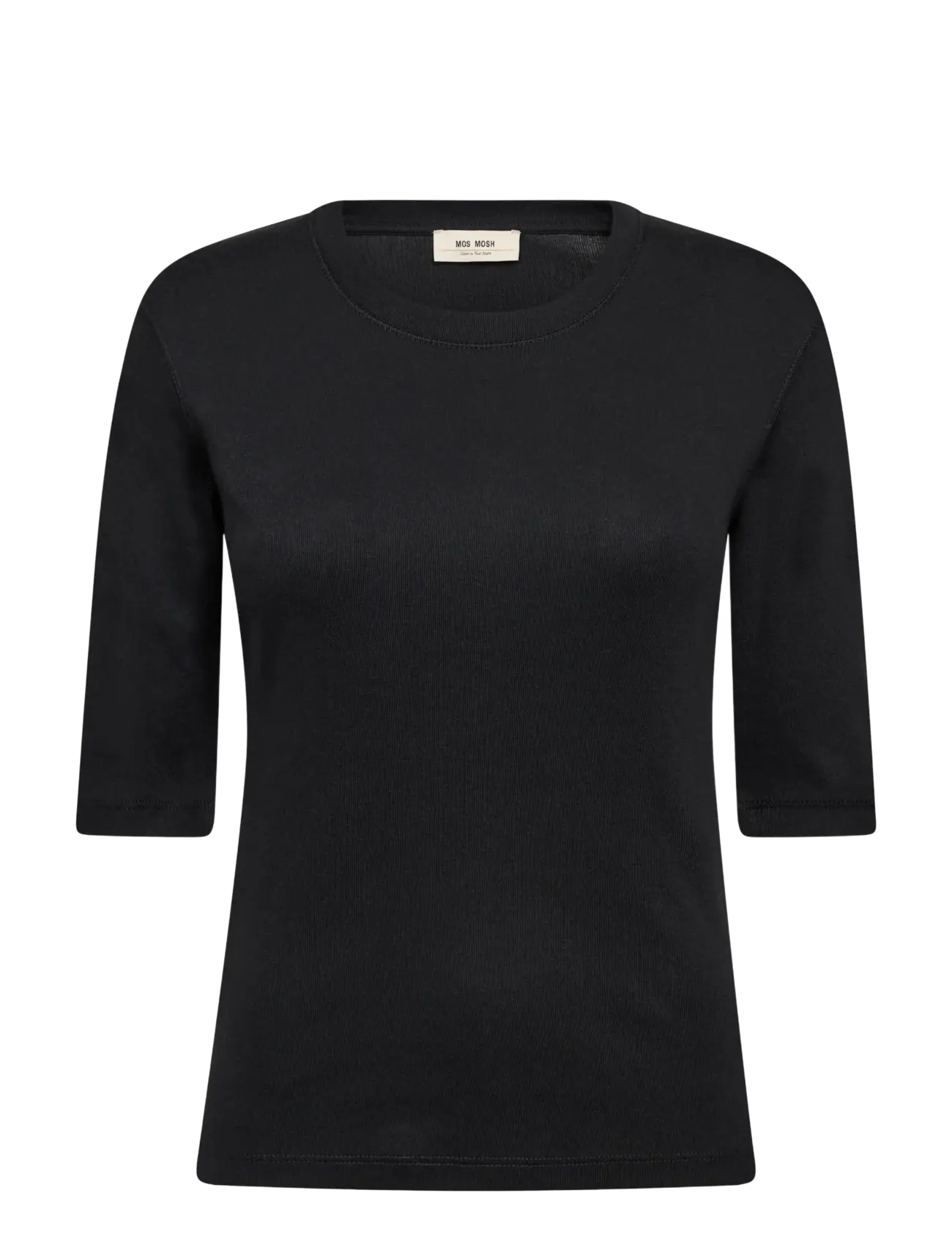 MOS MOSH MMMali O-neck 3/4 Sleeve Tee - Tøj - BLACK / black
