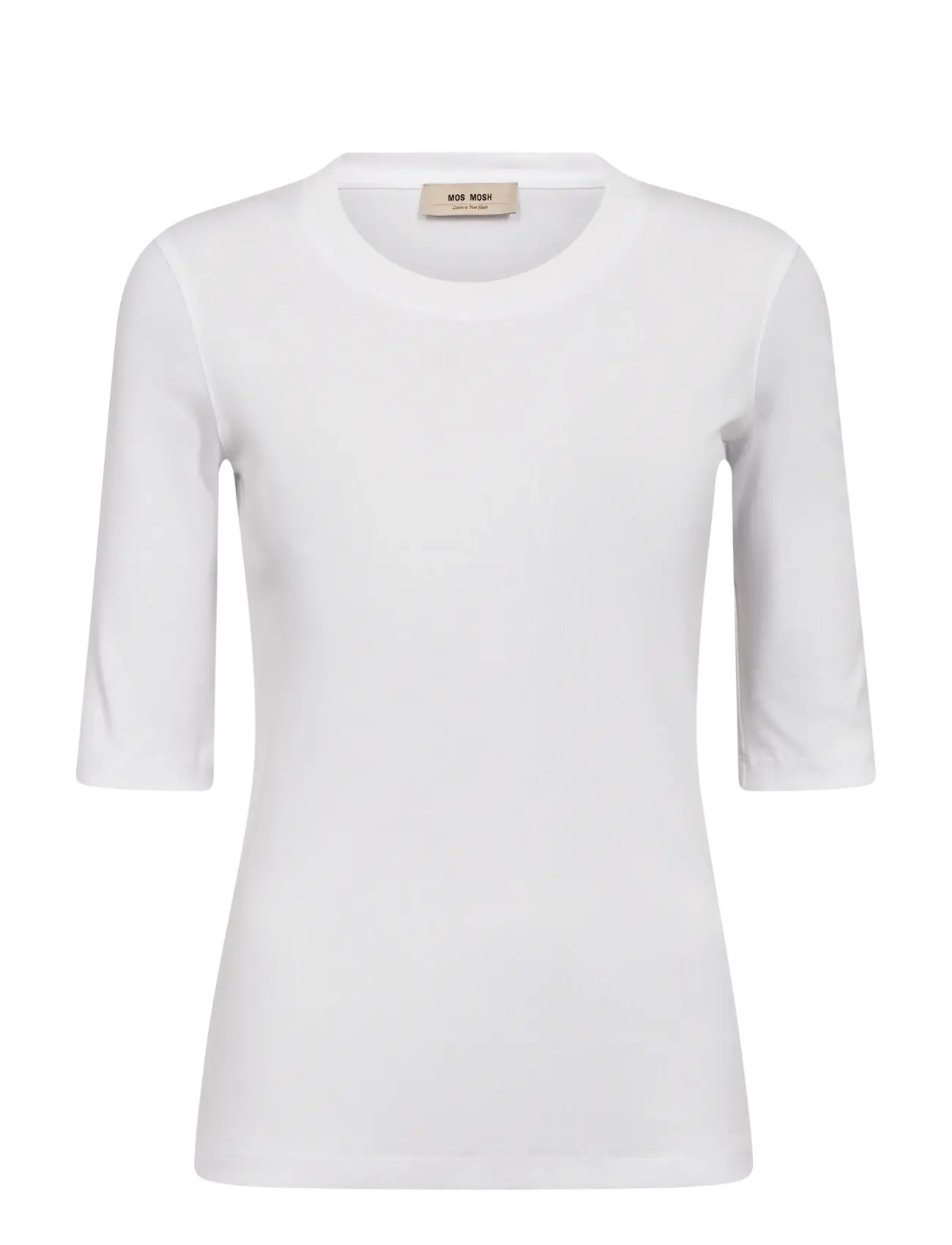 MOS MOSH MMMali O-neck 3/4 Sleeve Tee - Tøj - WHITE / white